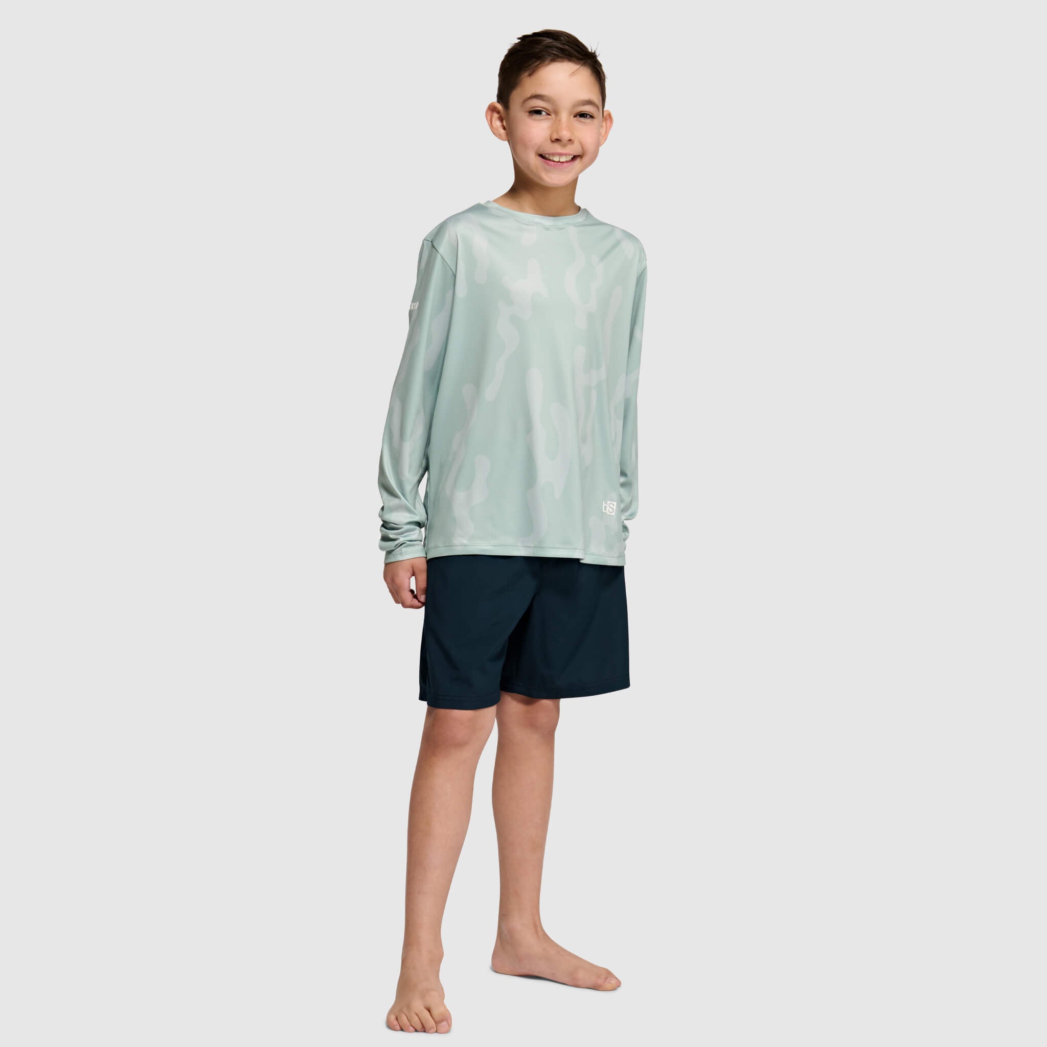 Big Kids' Brackish Crewneck Long Sleeve BlackStrap #color_corally spruce