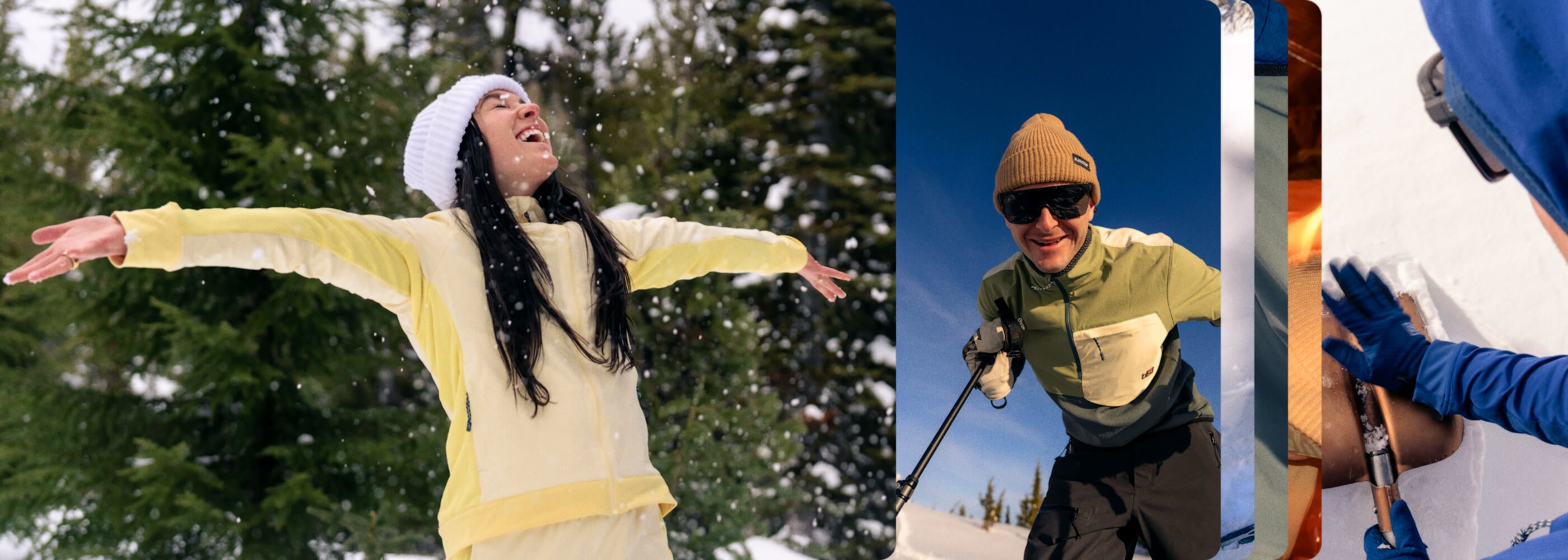 Playing in the snow in their new BlackStrap Mid Layers