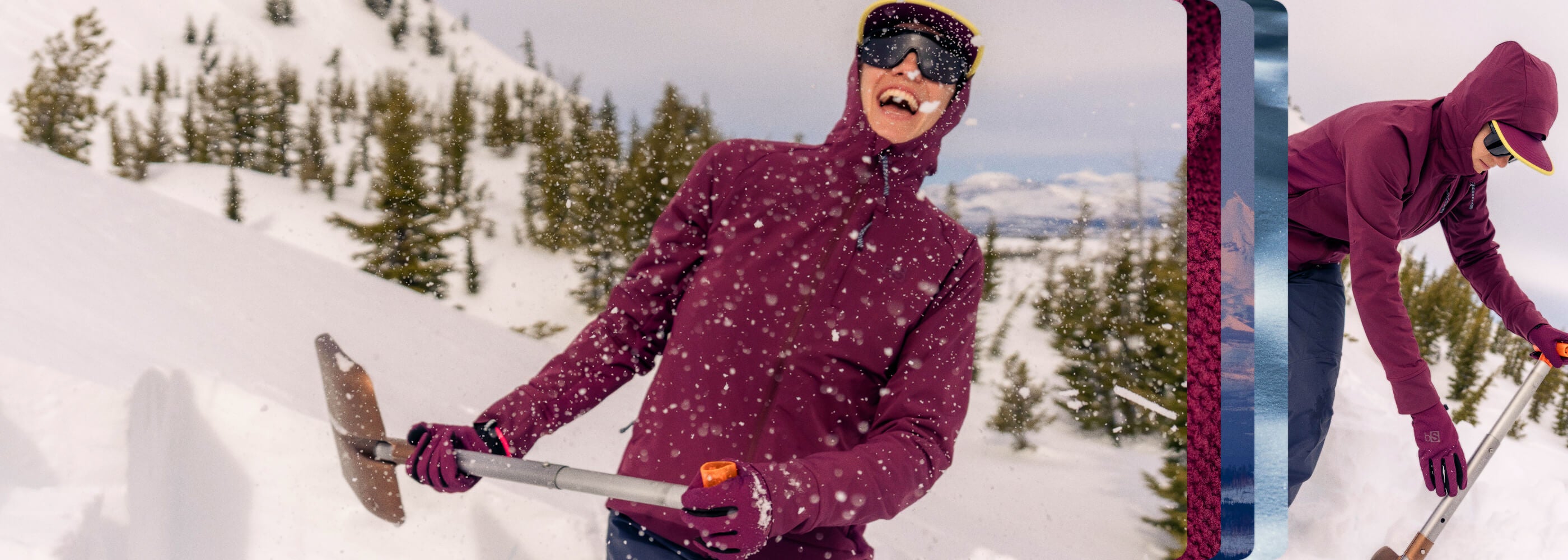 Woman throwing snow plaing around in her new Tribrid full zip jacket.