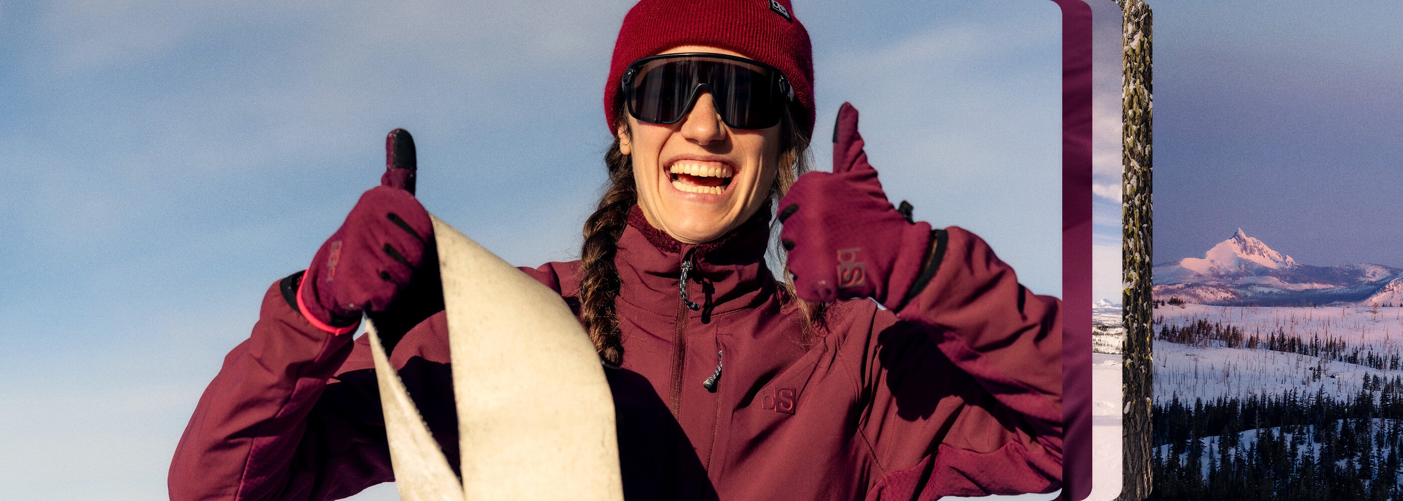 Woman who is ecstatic with her Tribrid mid layer BlackStrap Set