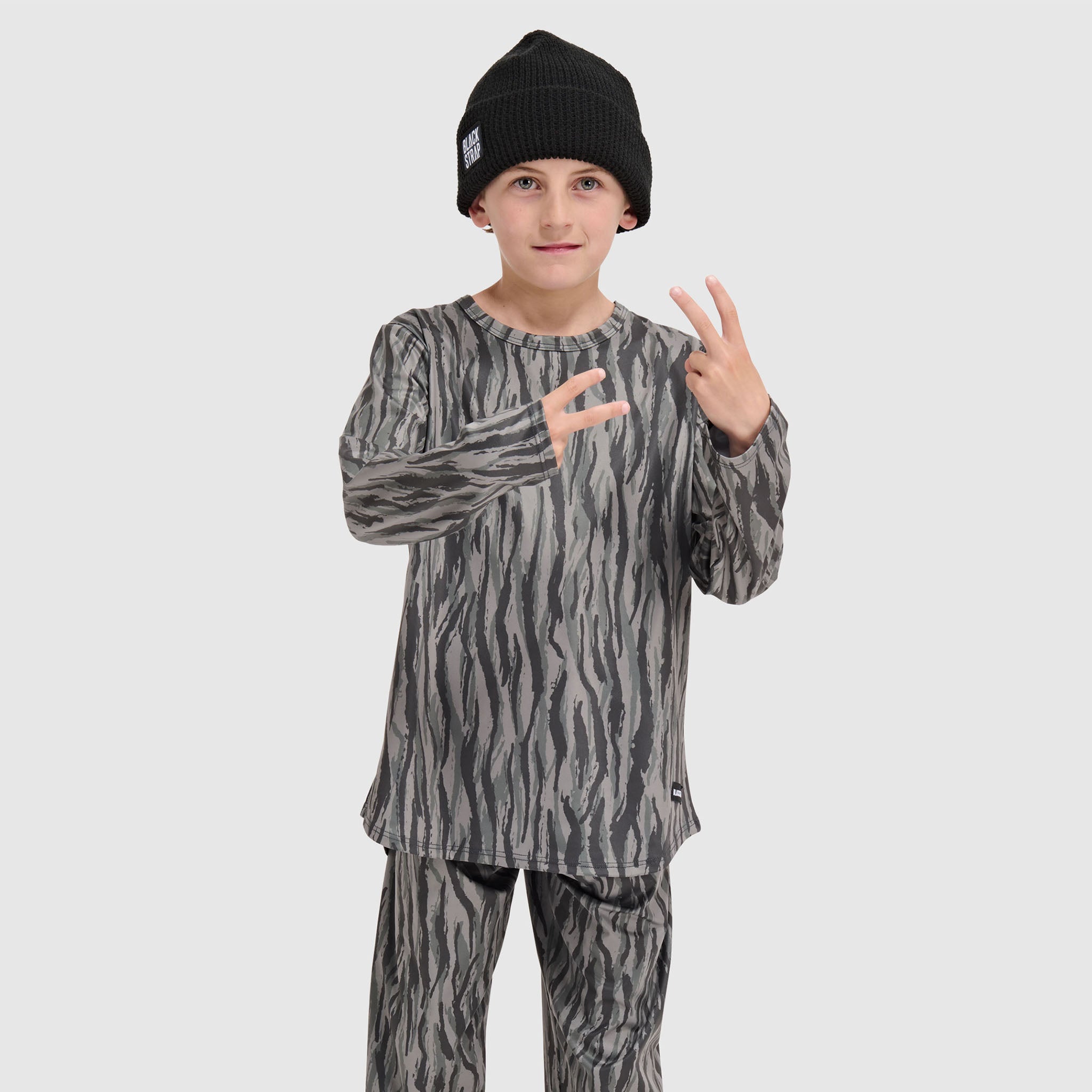 Big Kids' Evolver Crewneck Long Sleeve BlackStrap #color_pondy smoldered
