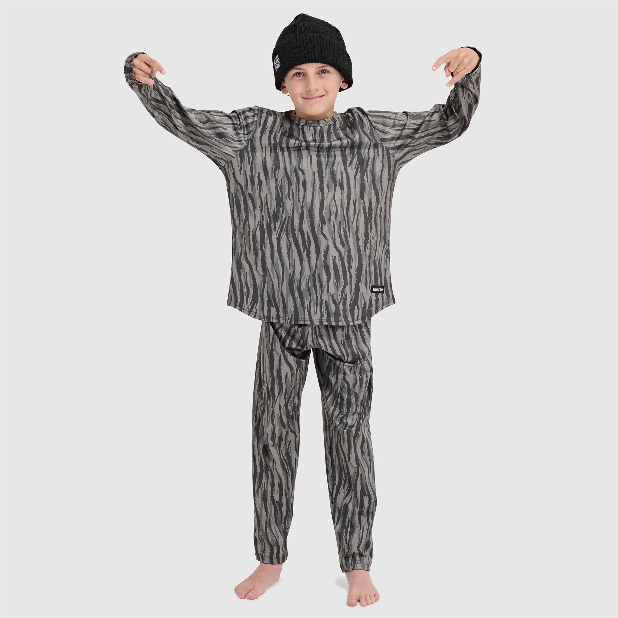Big Kids' Evolver Crewneck Long Sleeve BlackStrap #color_pondy smoldered