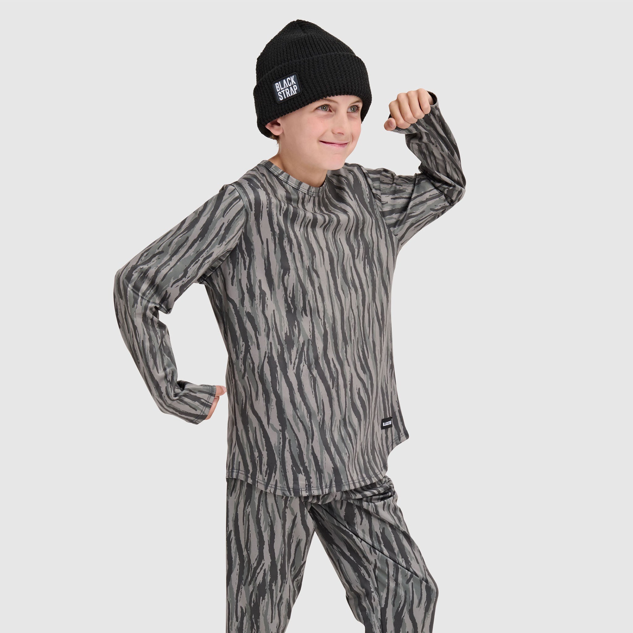 Big Kids' Evolver Crewneck Long Sleeve BlackStrap #color_pondy smoldered