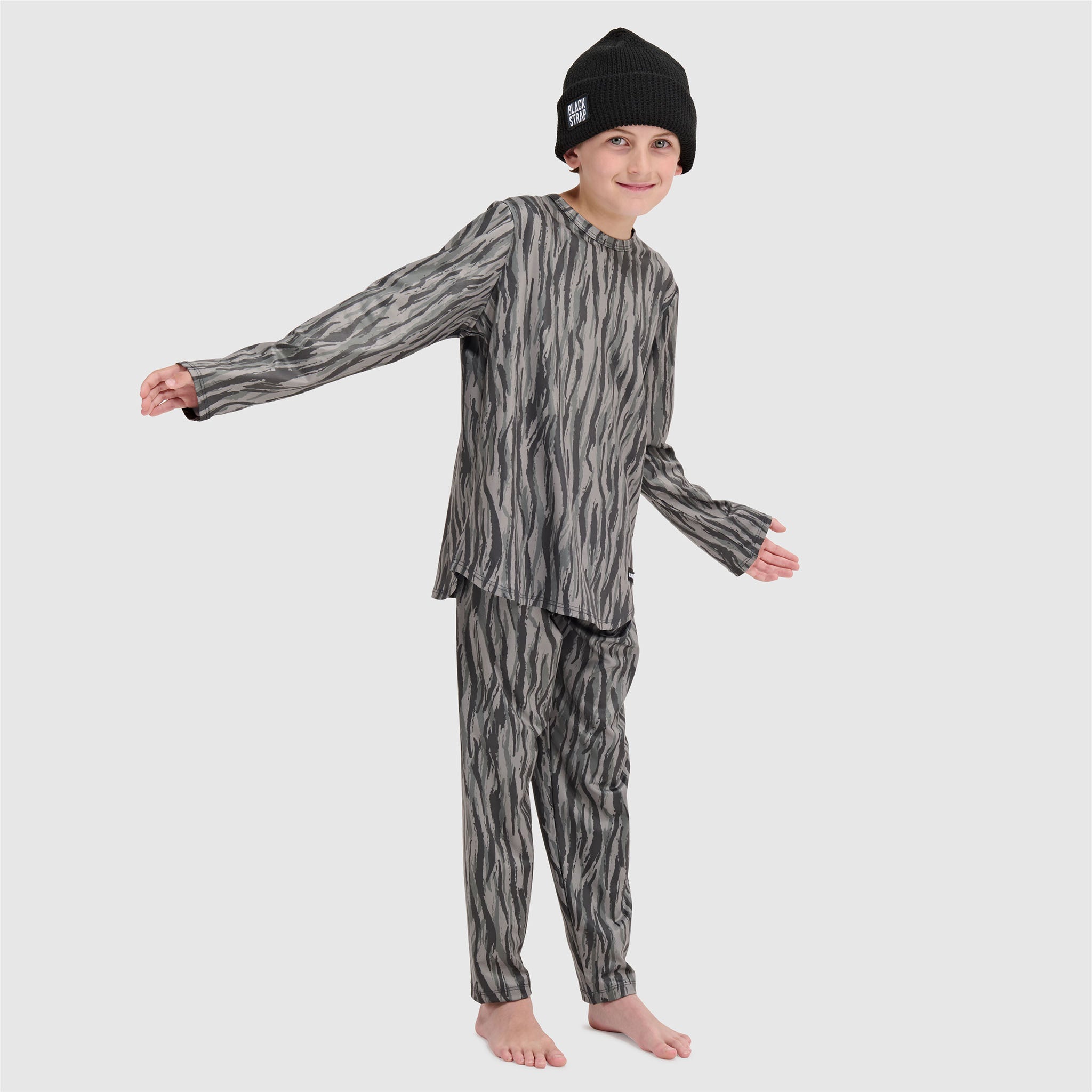 Big Kids' Evolver Crewneck Long Sleeve BlackStrap #color_pondy smoldered