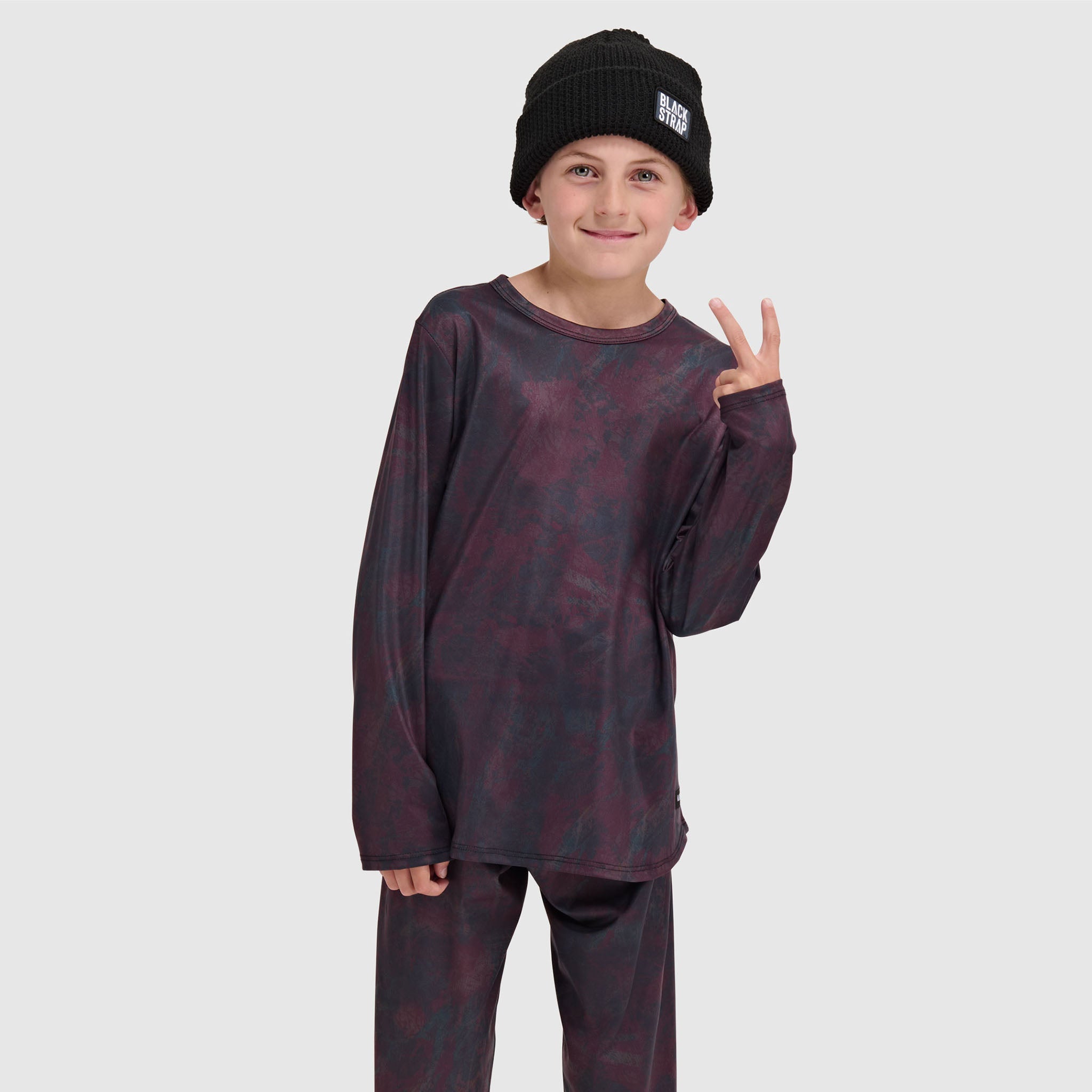 Big Kids' Evolver Crewneck Long Sleeve BlackStrap #color_pulse cherry