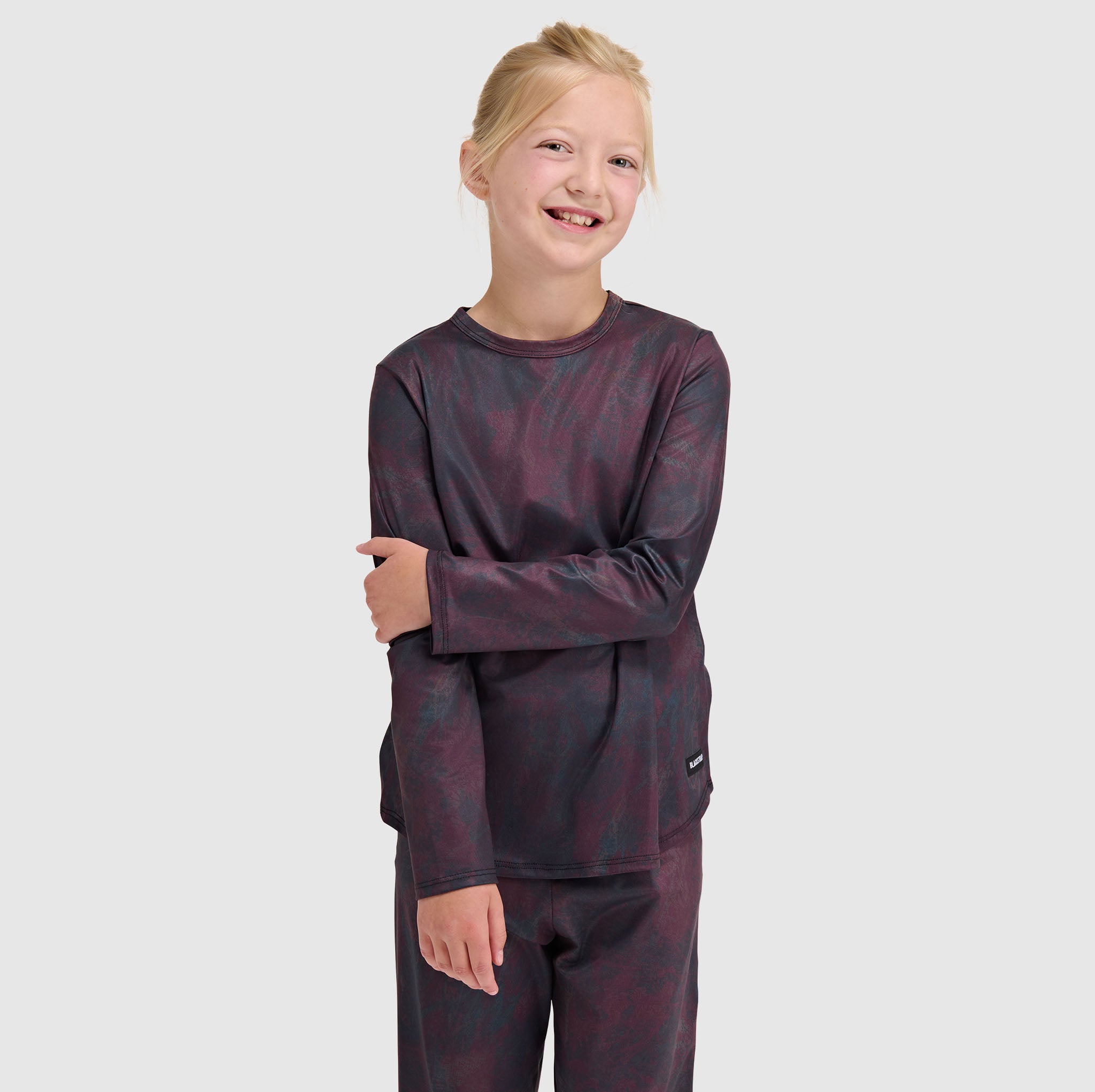 Big Kids' Evolver Crewneck Long Sleeve BlackStrap #color_pulse cherry