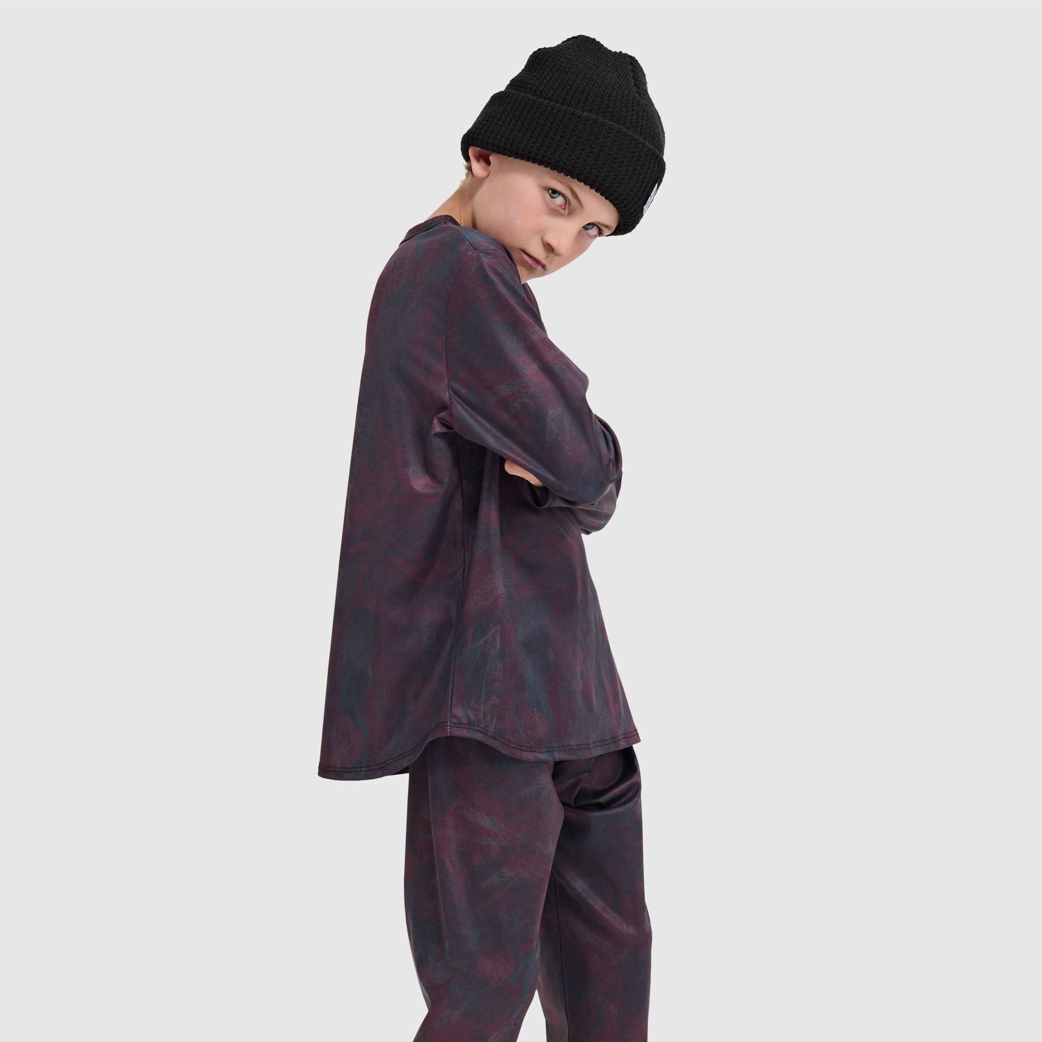 Big Kids' Evolver Crewneck Long Sleeve BlackStrap #color_pulse cherry