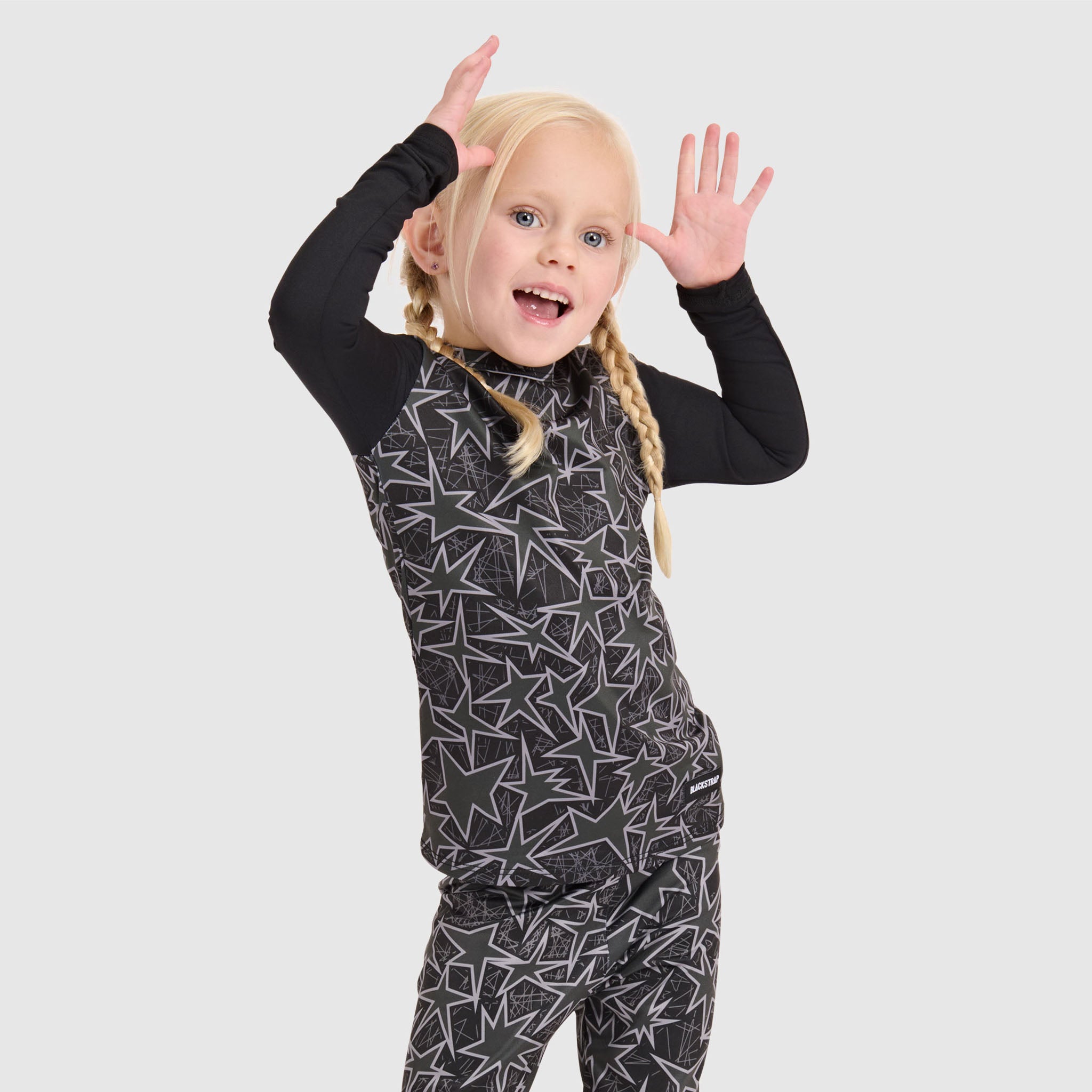 Kids' Little Pine Crewneck Long Sleeve BlackStrap #color_star smoldered