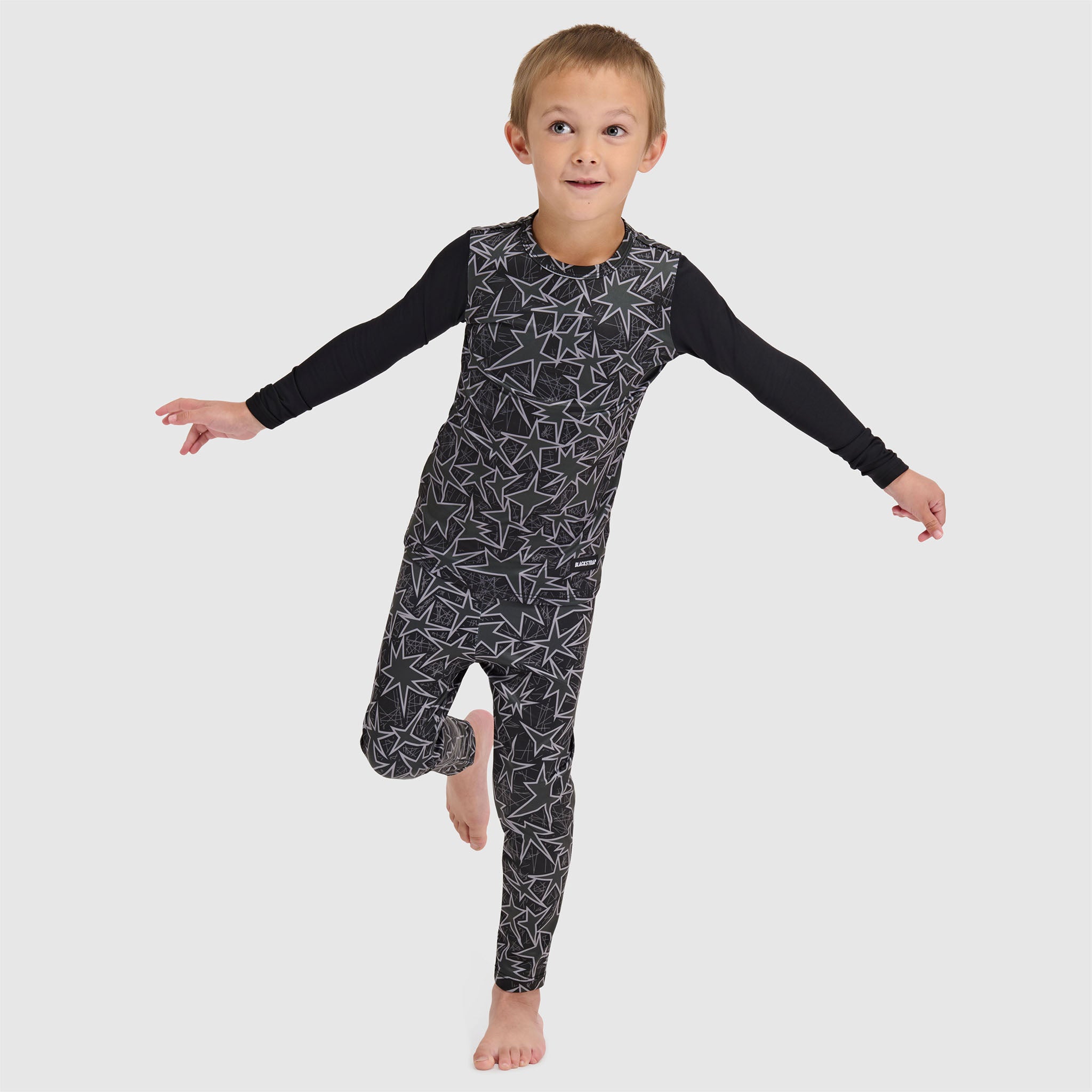 Kids' Little Pine Crewneck Long Sleeve BlackStrap #color_star smoldered