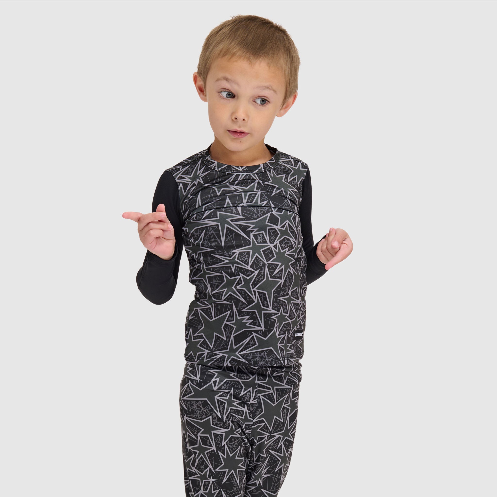 Kids' Little Pine Crewneck Long Sleeve BlackStrap #color_star smoldered