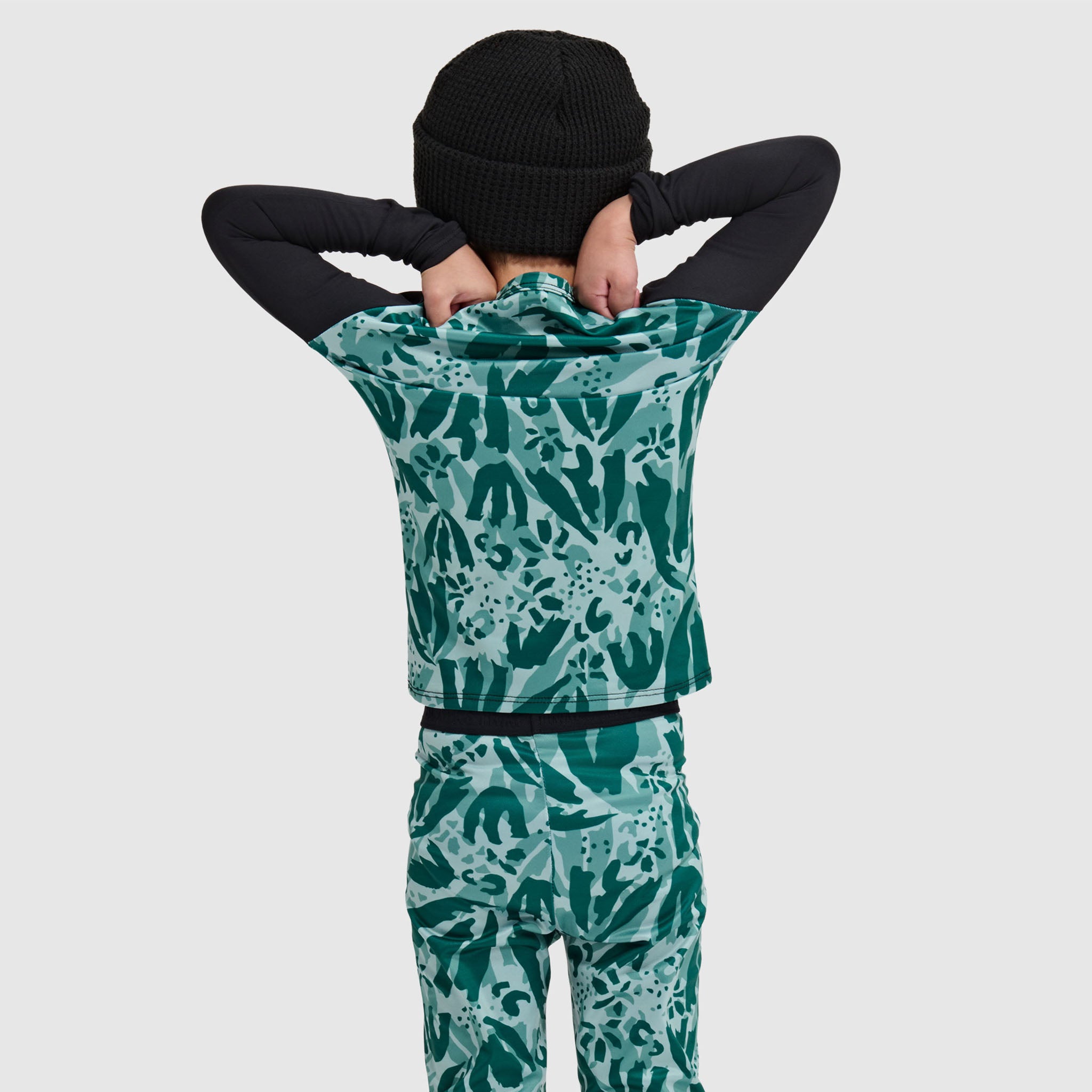 Kids' Little Pine Crewneck Long Sleeve BlackStrap #color_tracked evergreen
