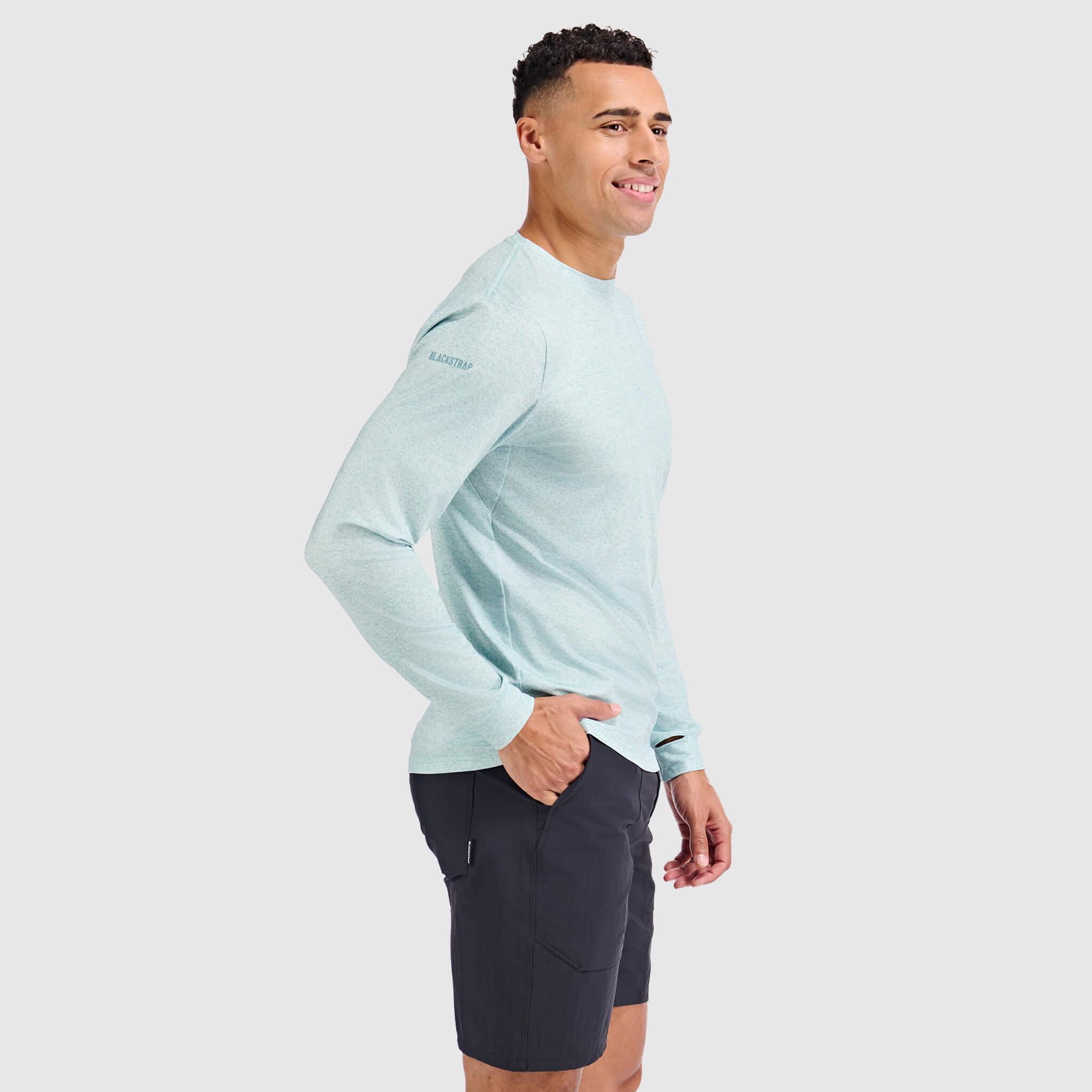 Men's Brackish Crewneck Long Sleeve BlackStrap #color_heathered juniper