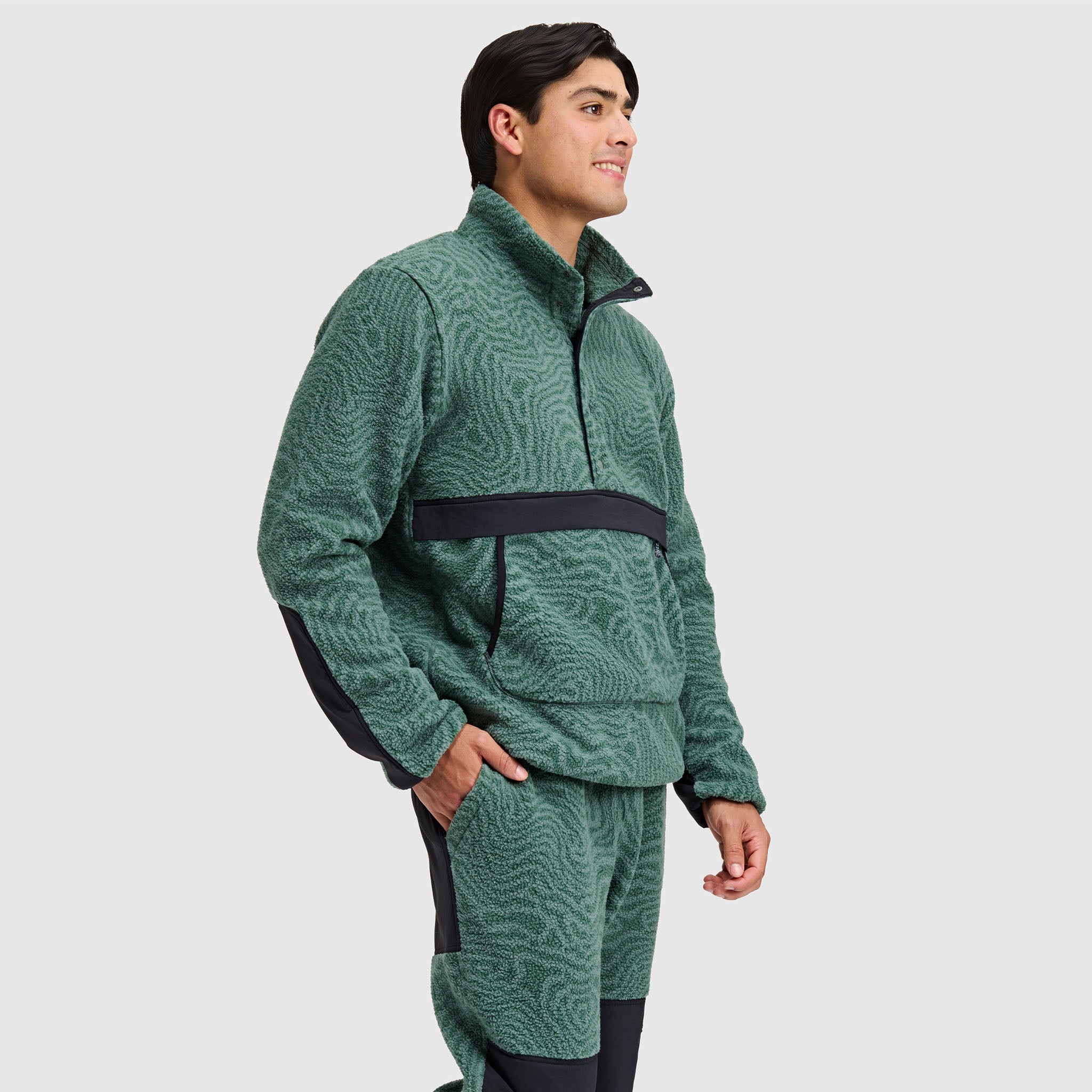 BlackStrap Mens Caldera Sherpa Fleece Half Snap #color_inprint obsidian