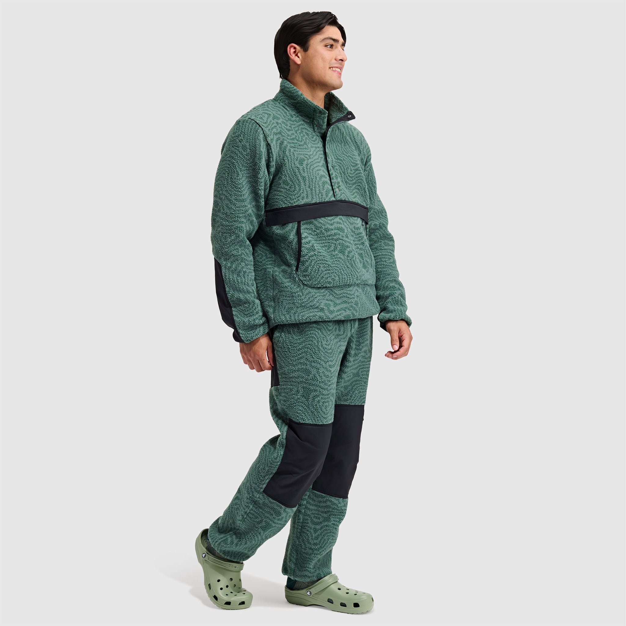 BlackStrap Mens Caldera Sherpa Fleece Half Snap #color_inprint obsidian