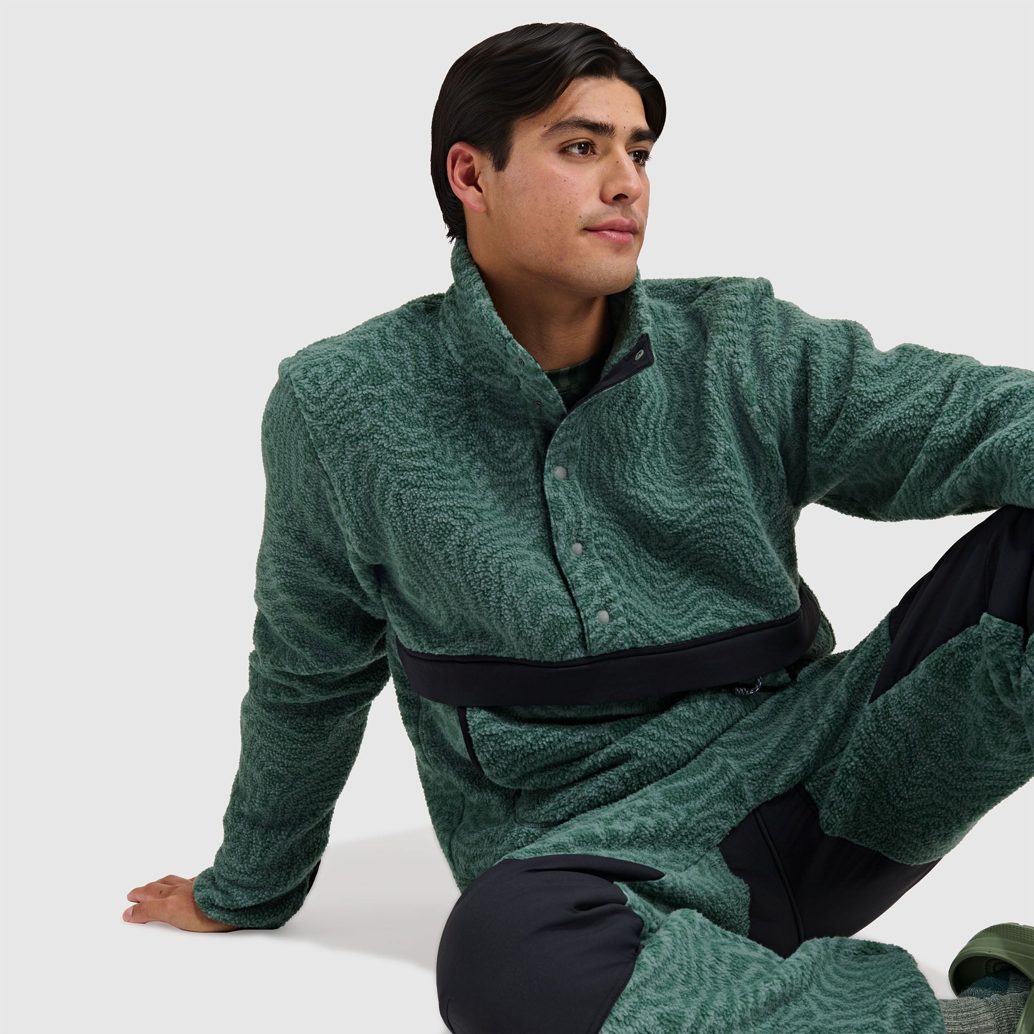 BlackStrap Mens Caldera Sherpa Fleece Half Snap #color_inprint obsidian