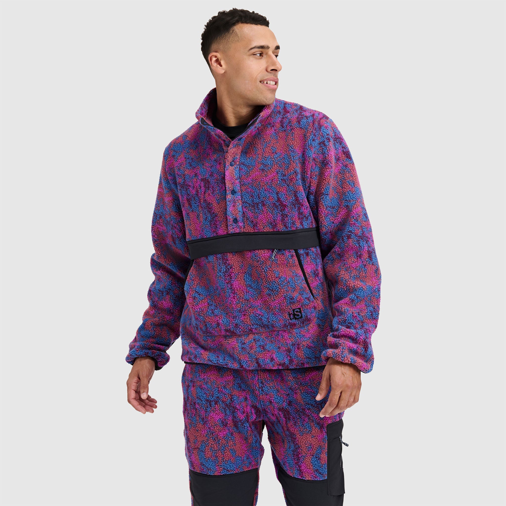 BlackStrap Mens Caldera Sherpa Fleece Half Snap #color_pulse currant