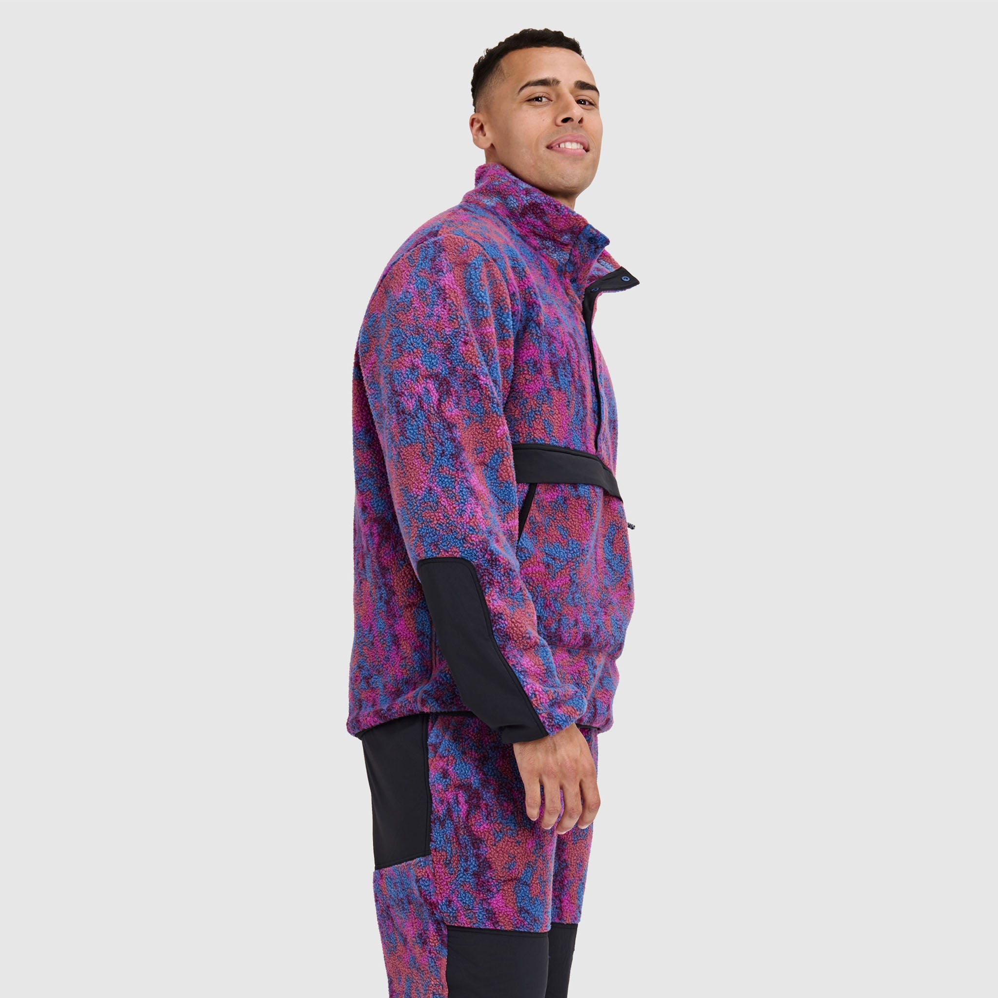 BlackStrap Mens Caldera Sherpa Fleece Half Snap #color_pulse currant