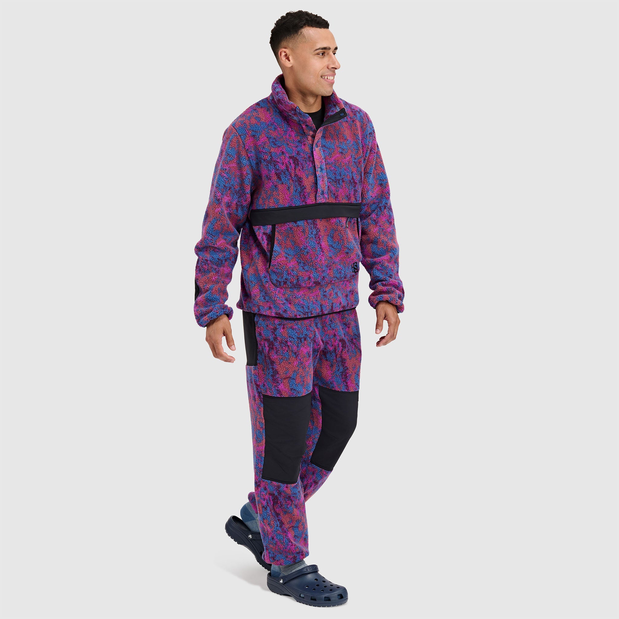 BlackStrap Mens Caldera Sherpa Fleece Half Snap #color_pulse currant