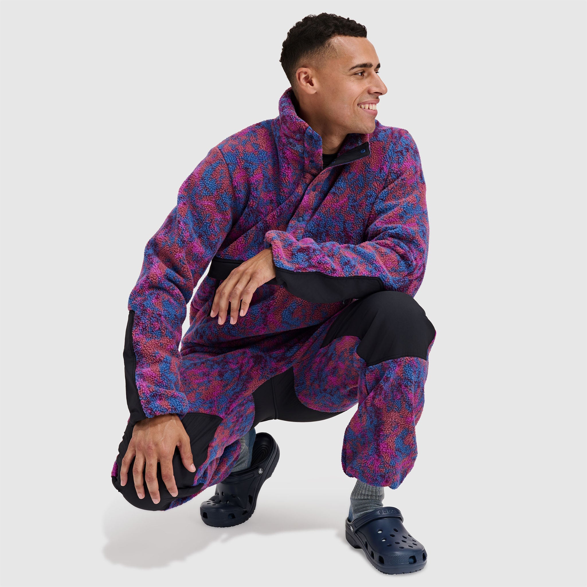 BlackStrap Mens Caldera Sherpa Fleece Half Snap #color_pulse currant