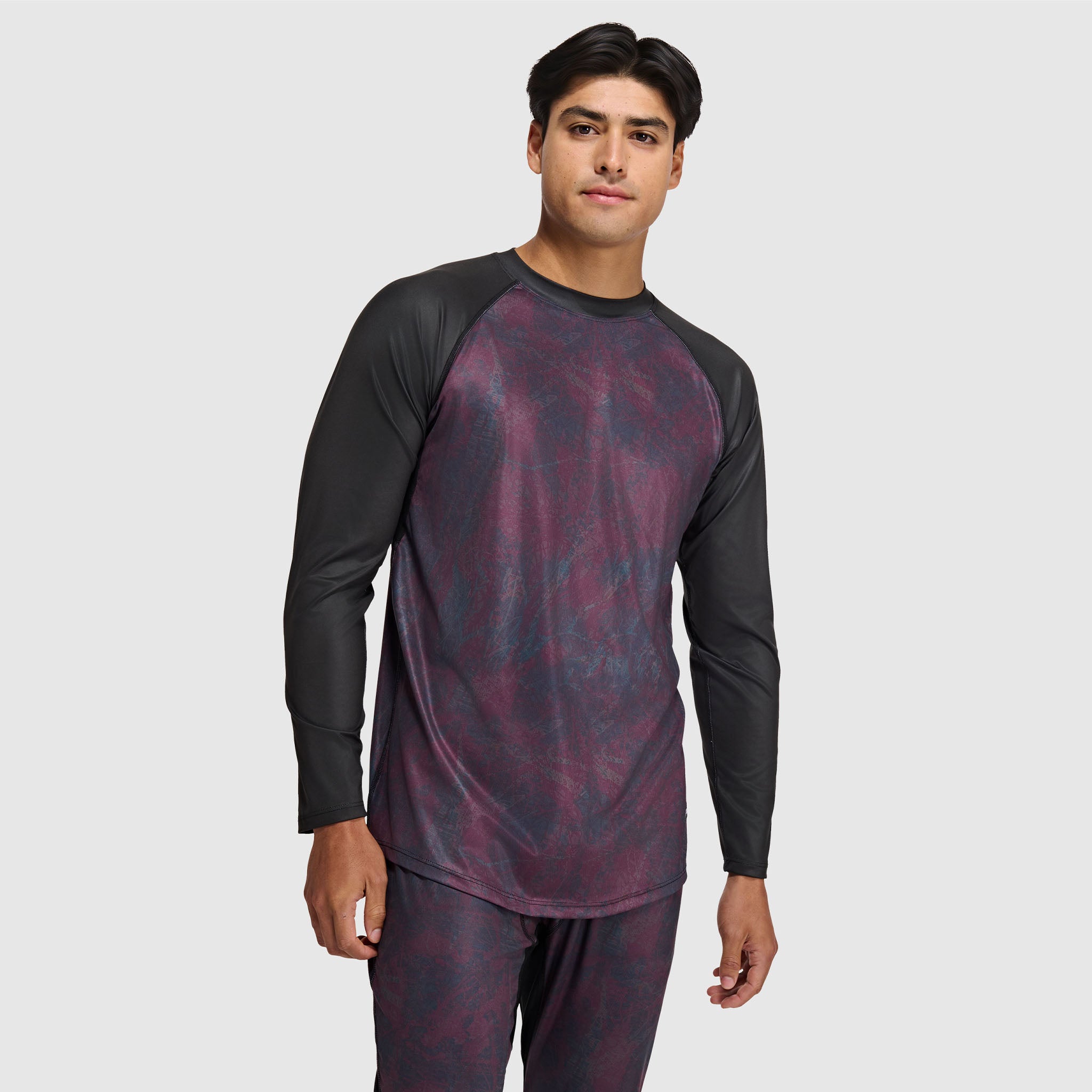 Men's Skyliner All-Season Base Layer Crewneck BlackStrap #color_pulse cherry