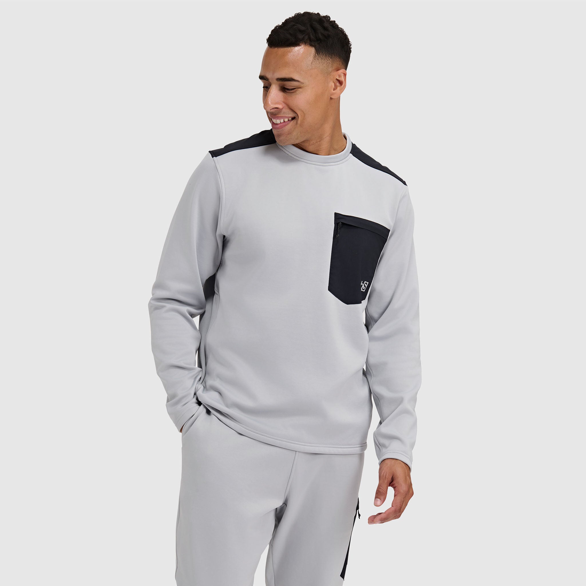 Mens Spectrum Fleece Pullover Crew #color_ash