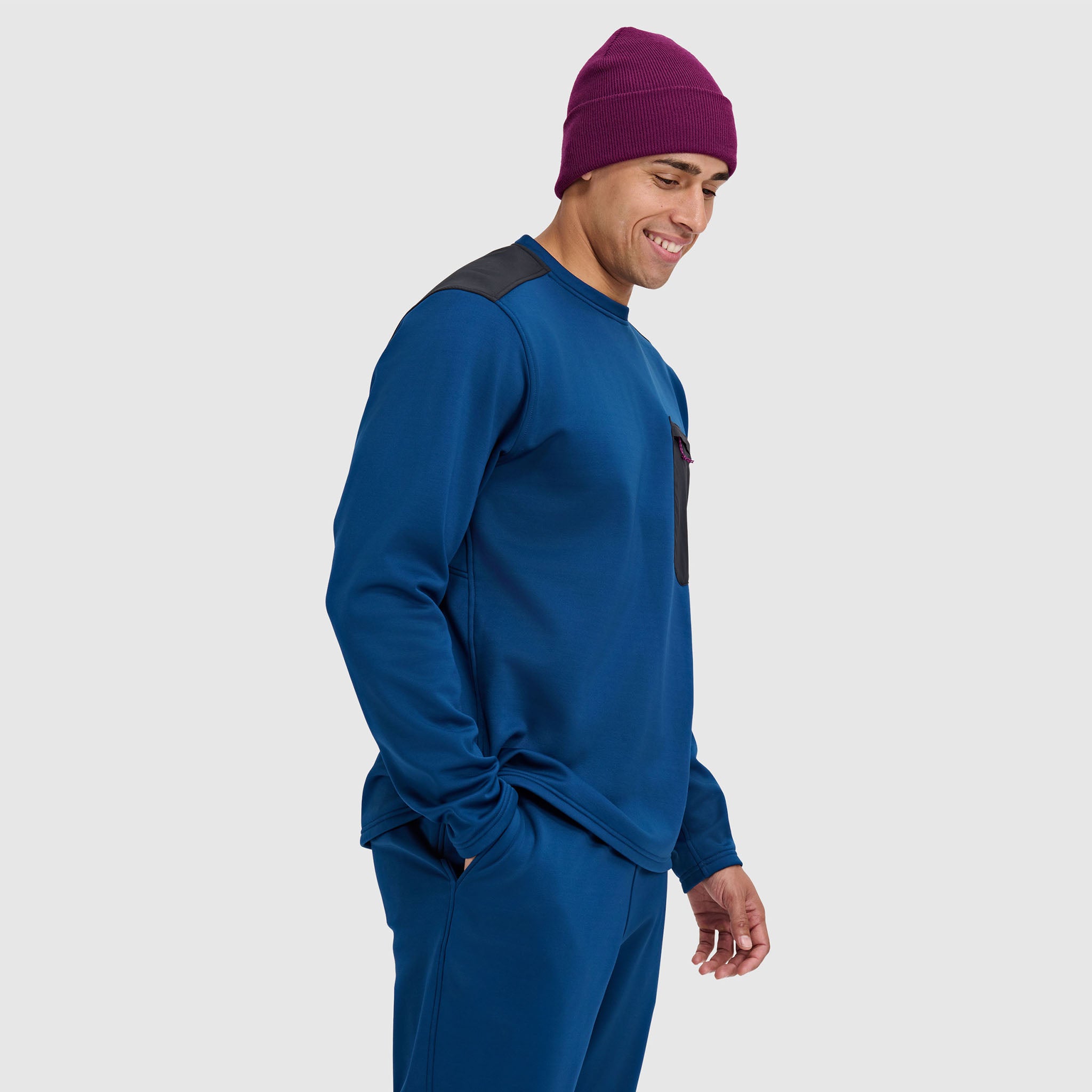 Mens Spectrum Fleece Pullover Crew #color_deschutes
