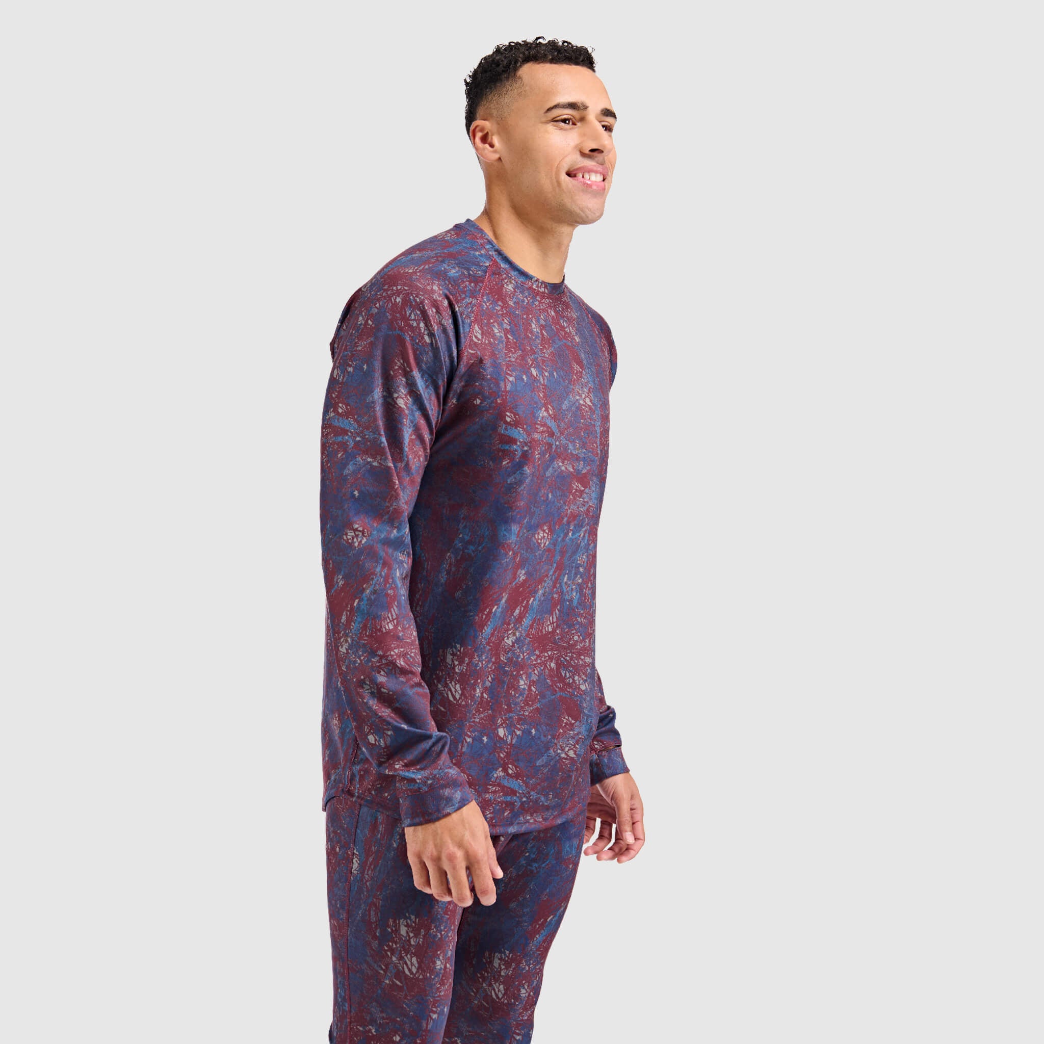 Men's Summit Base Layer Crewneck BlackStrap #color_pulse-cherry