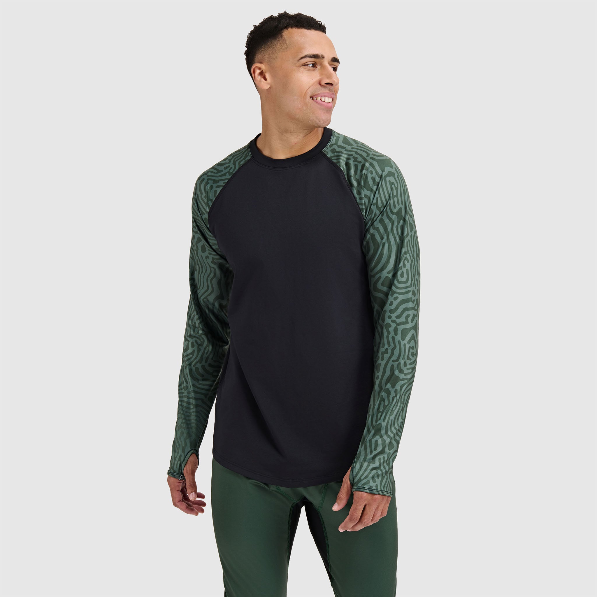 BlackStrap Men's Vista Baselayer Crewneck Long Sleeve #color_inprint obsidian