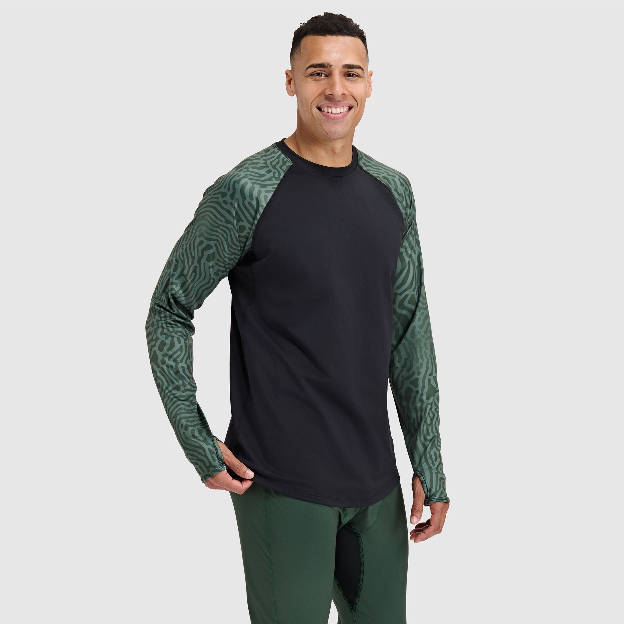 BlackStrap Men's Vista Baselayer Crewneck Long Sleeve #color_inprint obsidian