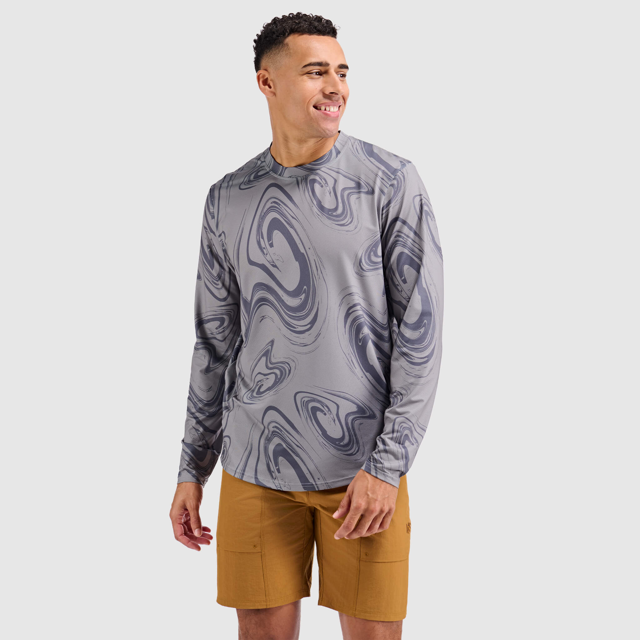Men's Voyage Crew Long Sleeve Shirt BlackStrap #color_hyper smoldered