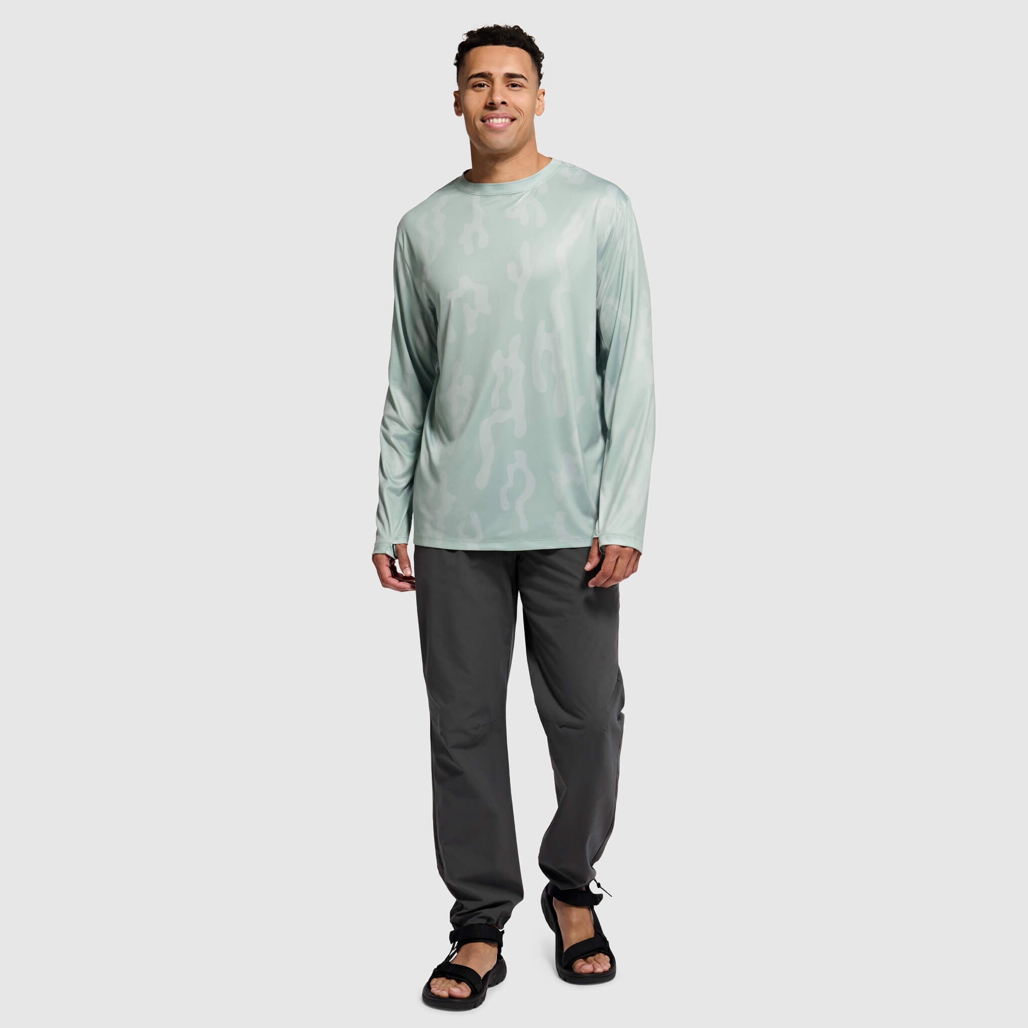 Men's Brackish Crewneck Long Sleeve BlackStrap #color_corally spruce