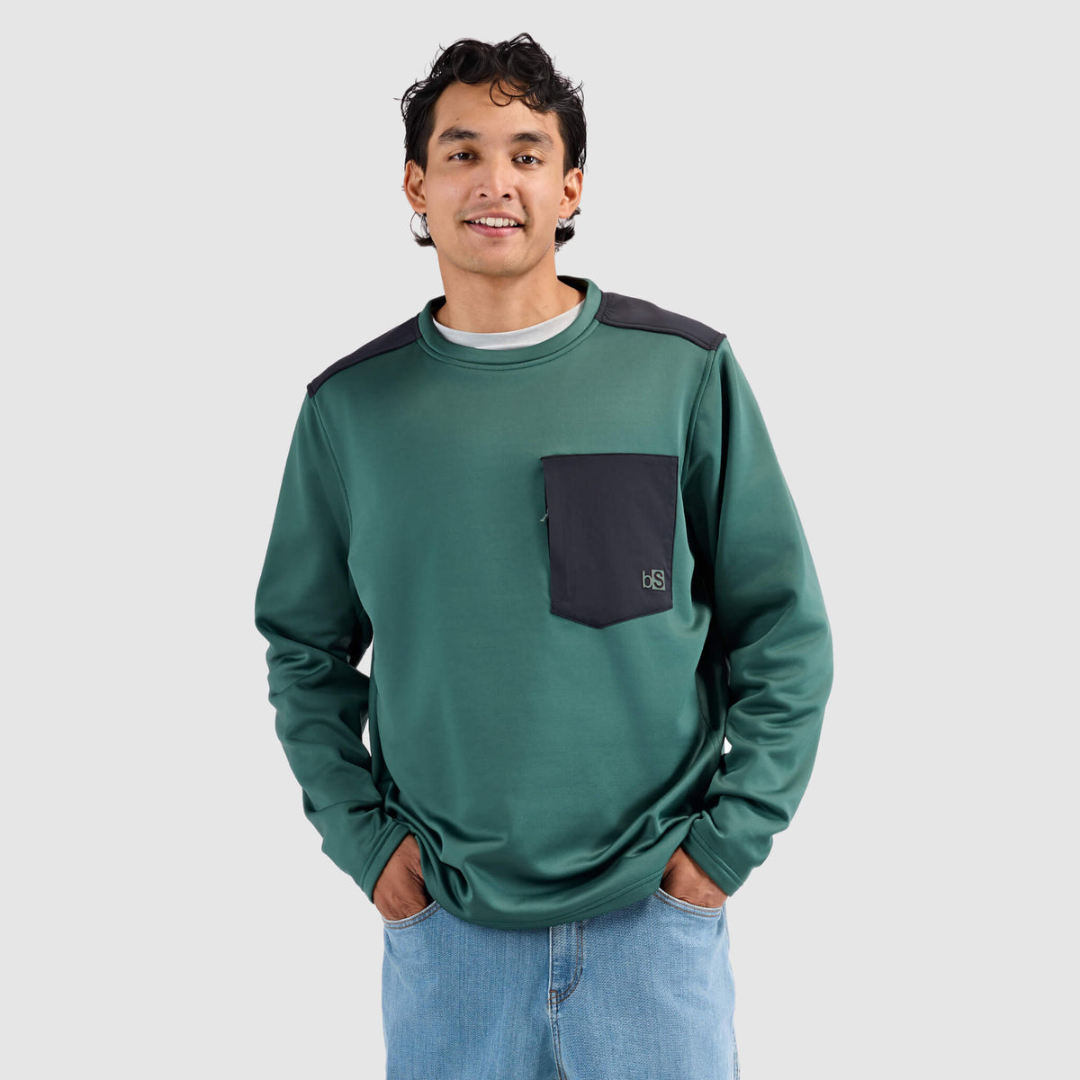 Mens Spectrum Fleece Pullover Crew #color_obsidian