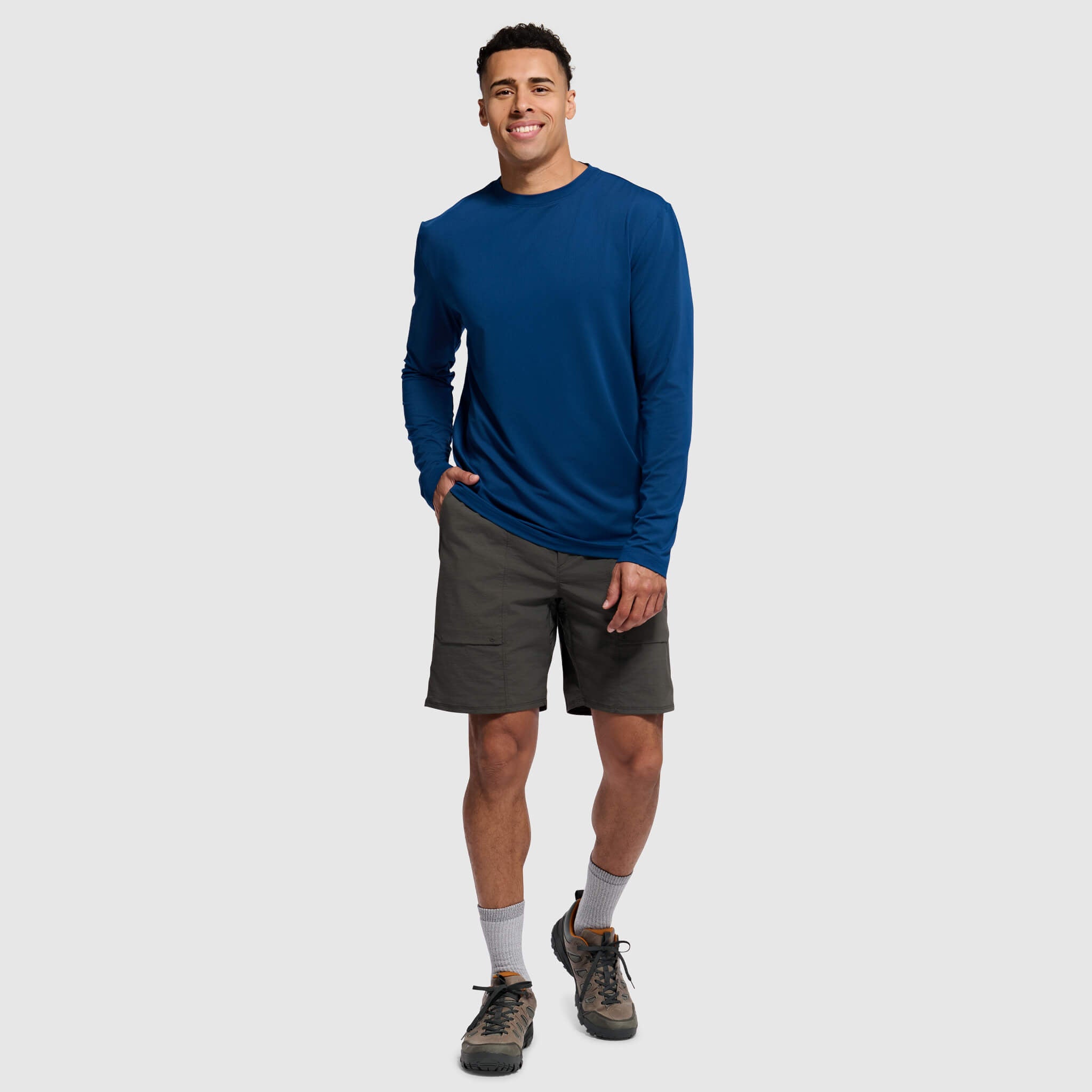 Men's Voyage Crew Long Sleeve Shirt BlackStrap #color_deschutes