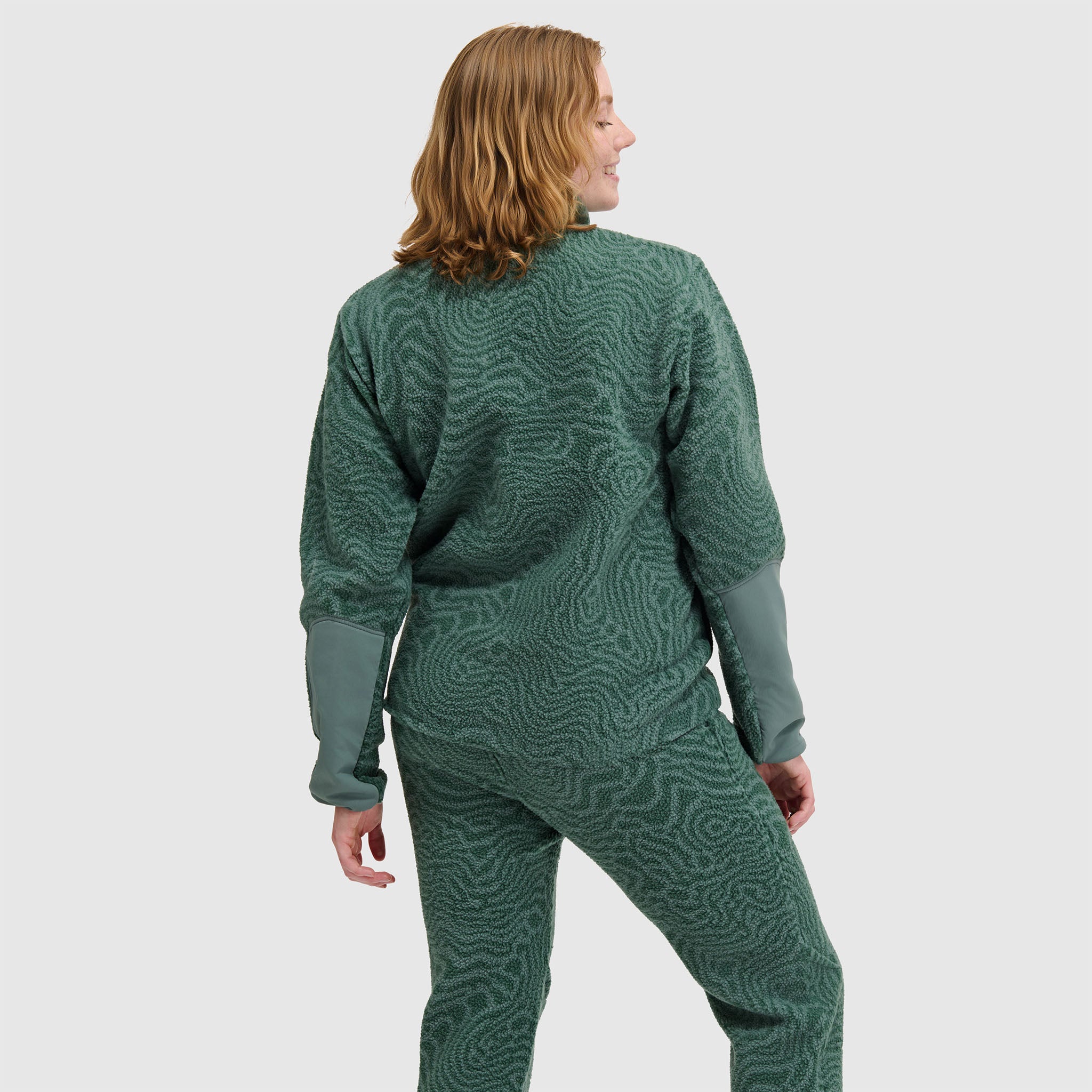 BlackStrap Women's Caldera Sherpa Fleece Half Snap Pullover #color_inprint-obsidian