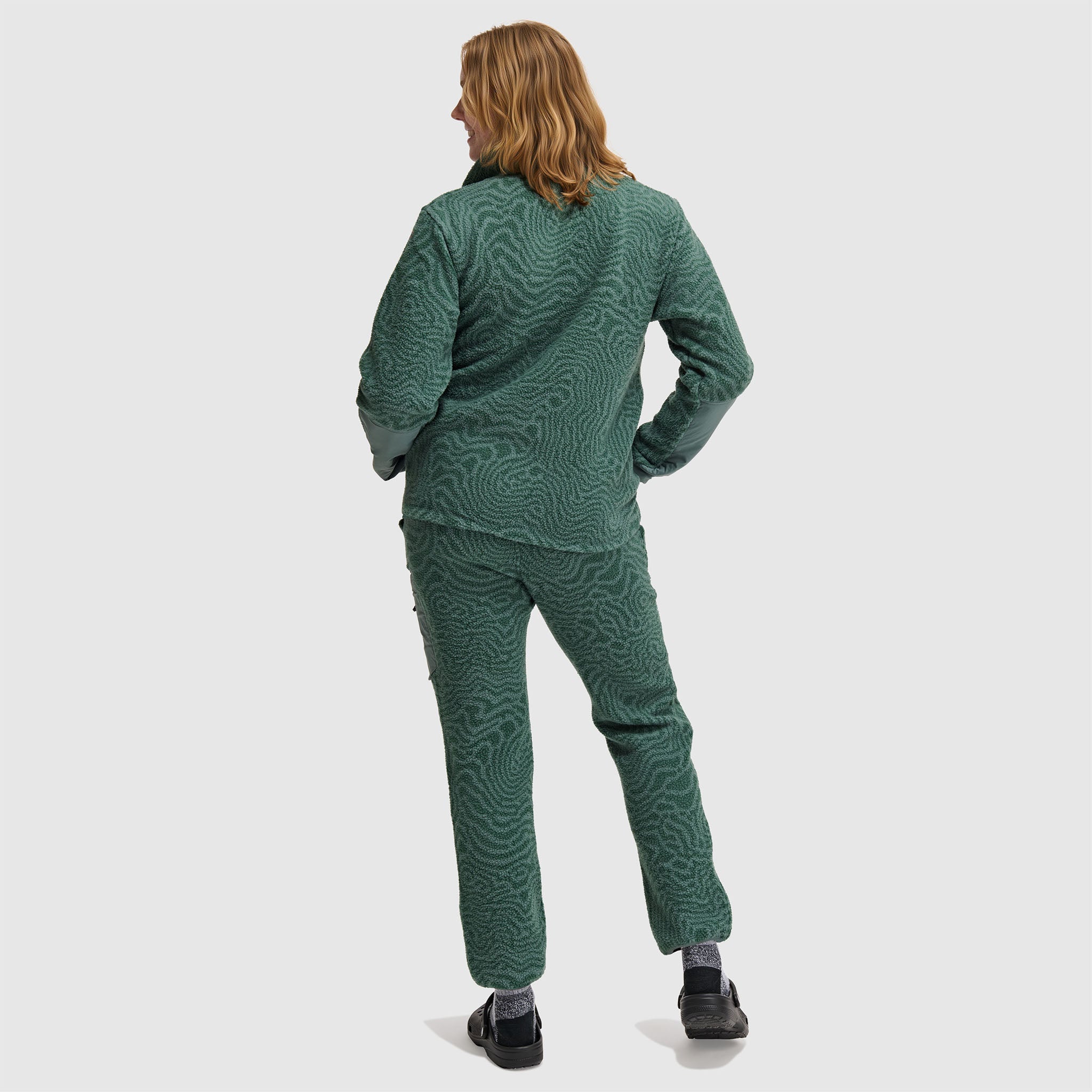 BlackStrap Women's Caldera Sherpa Fleece Half Snap Pullover #color_inprint-obsidian