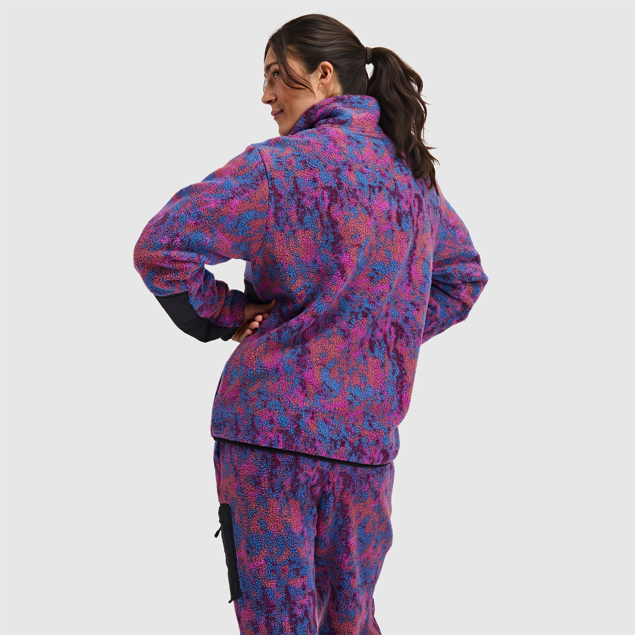 BlackStrap Women's Caldera Sherpa Fleece Half Snap Pullover #color_pulse-currant