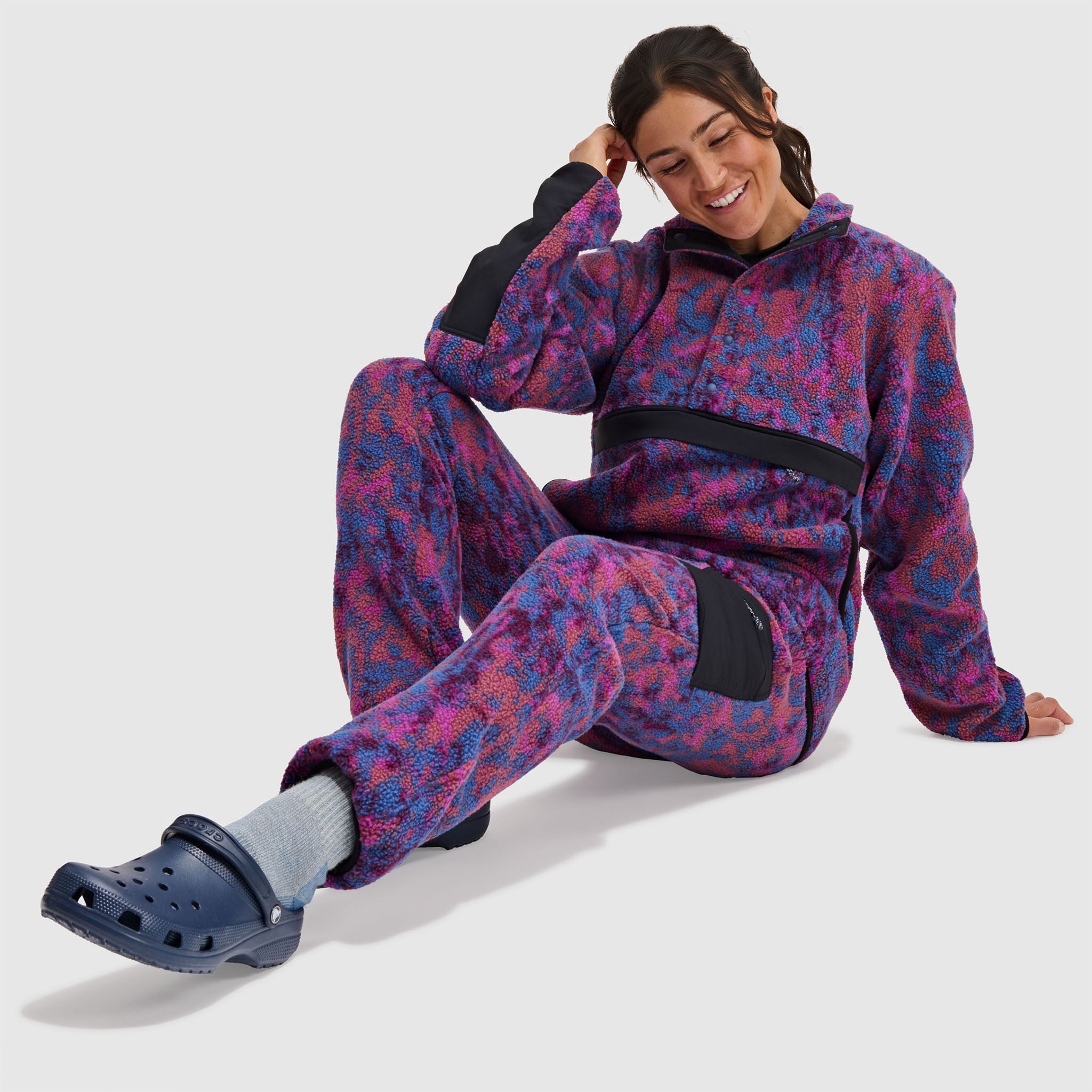 BlackStrap Women's Caldera Sherpa Fleece Half Snap Pullover #color_pulse-currant