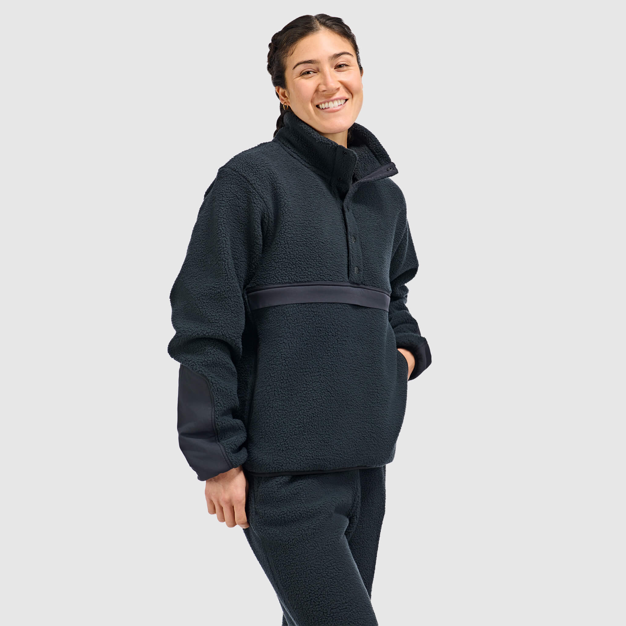 BlackStrap Women's Caldera Sherpa Fleece Half Snap Pullover #color_black