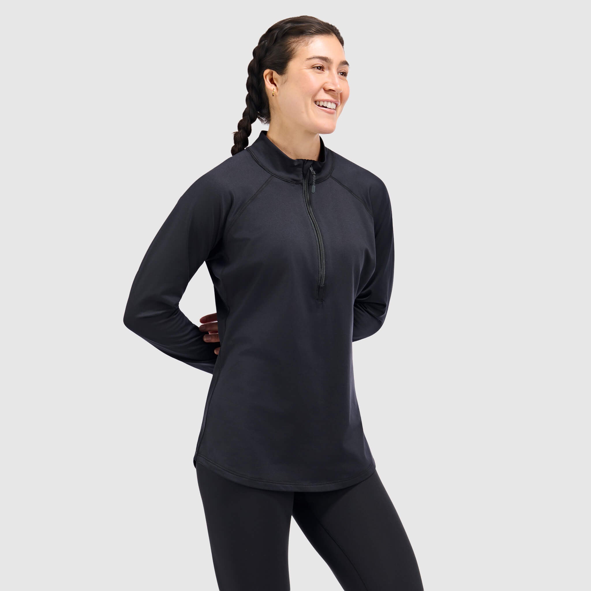 BlackStrap Womens Quarter Zip crewneck base layer top #color_black