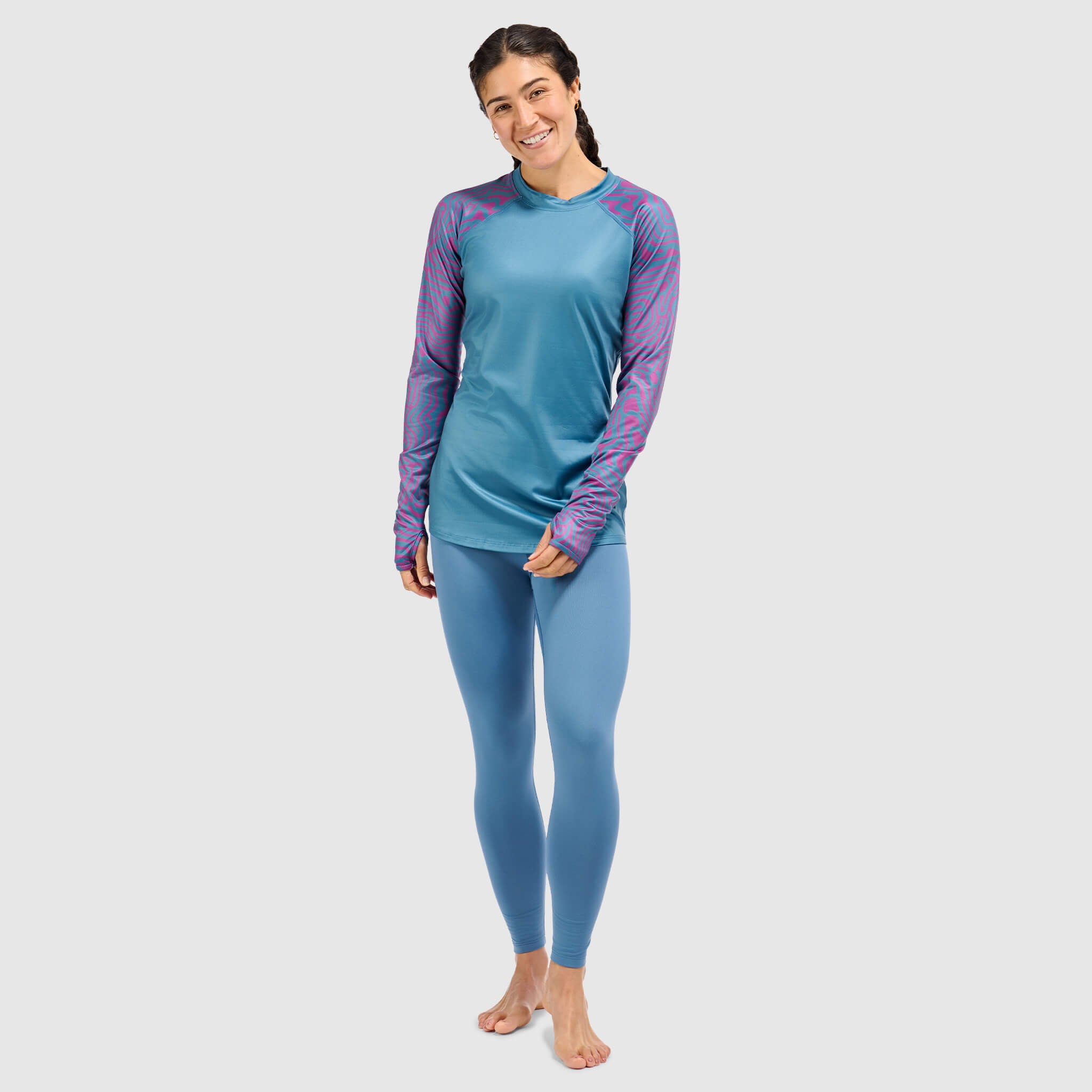 BlackStrap Women's Vista Baselayer Crewneck Long Sleeve #color_inprint currant
