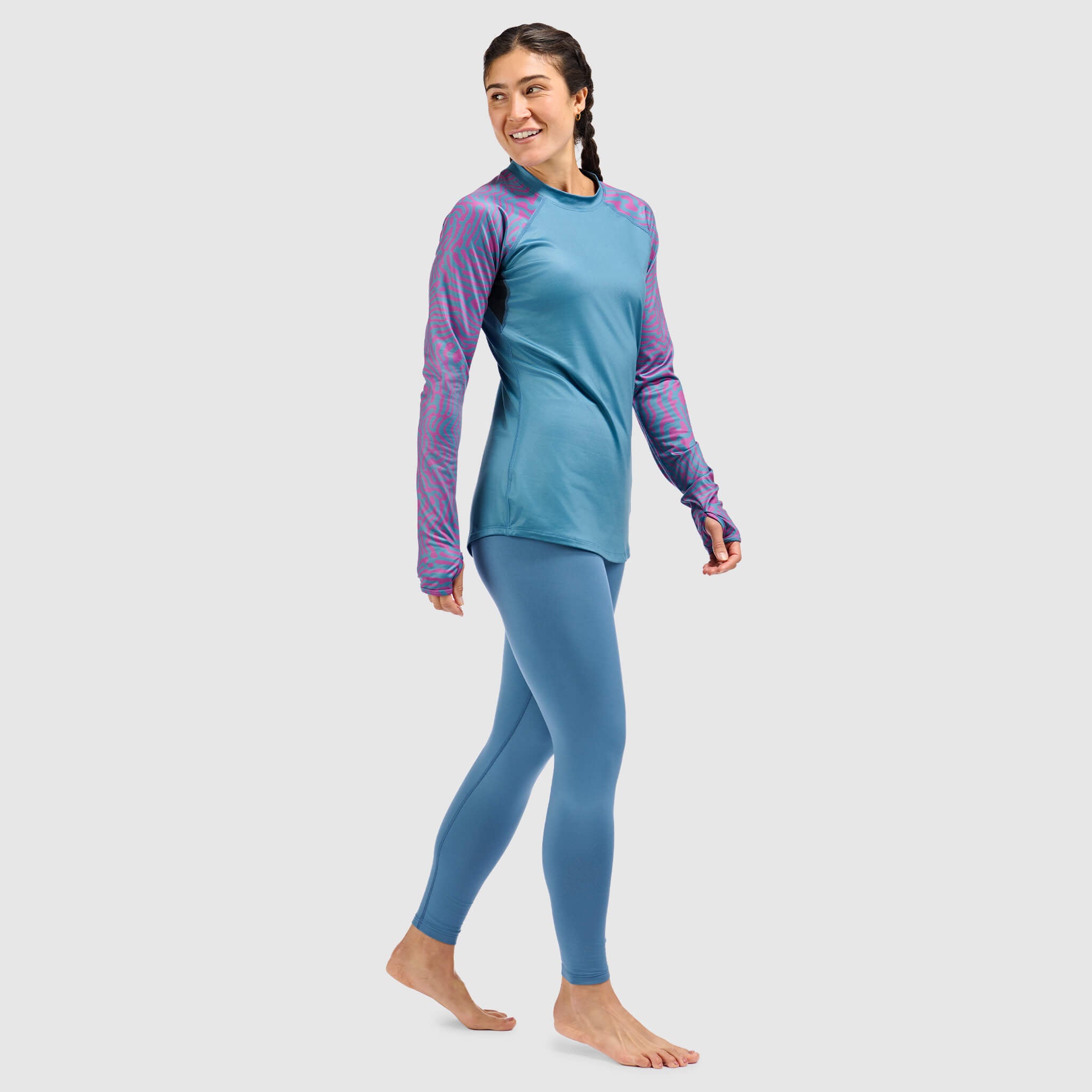 BlackStrap Women's Vista Baselayer Crewneck Long Sleeve #color_inprint currant