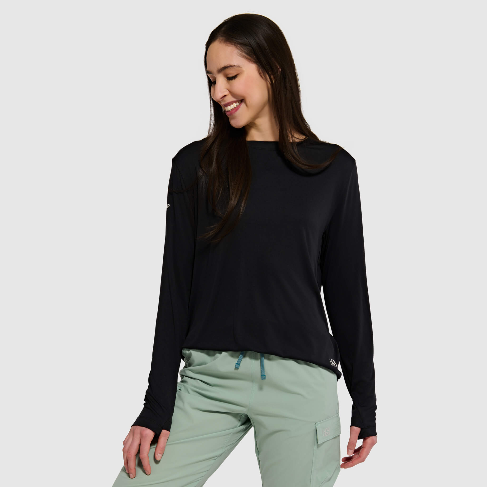 Women's Brackish Crewneck Long Sleeve BlackStrap #color_black
