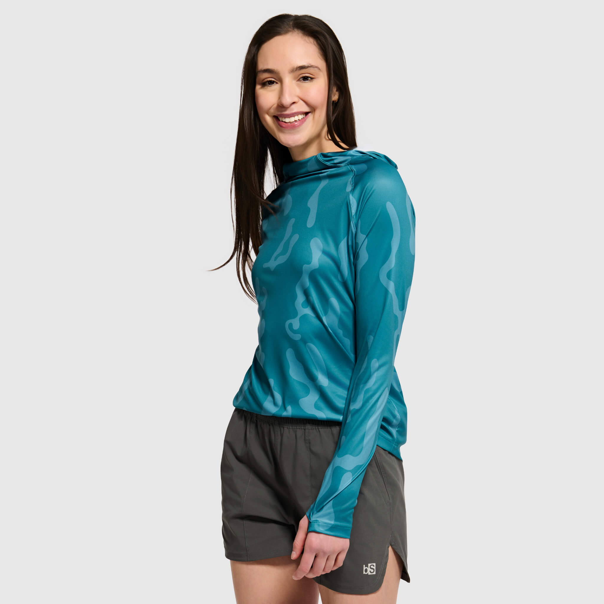 Women's Brackish Hoodie BlackStrap #color_corally surge