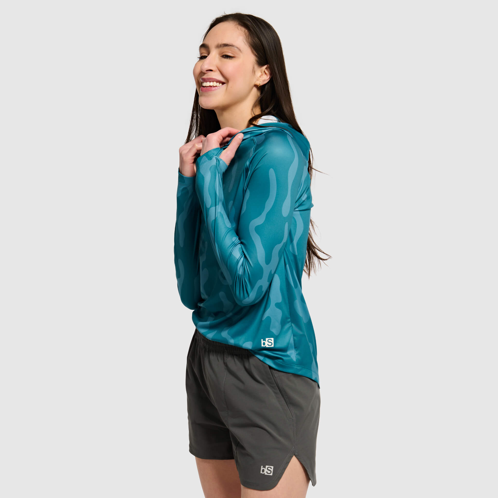 Women's Brackish Hoodie BlackStrap #color_corally surge