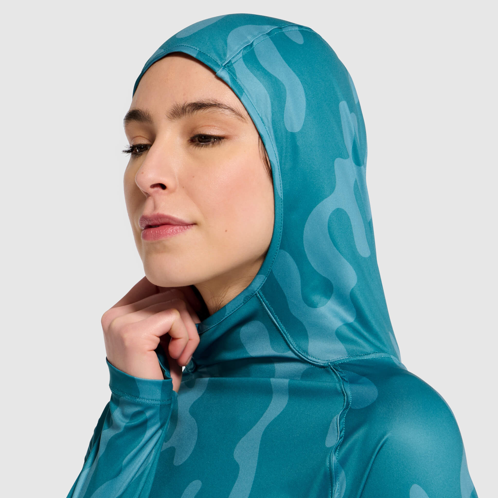 Women's Brackish Hoodie BlackStrap #color_corally surge