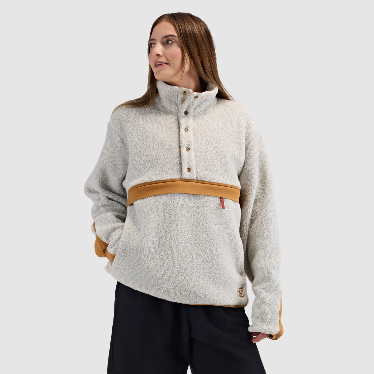 BlackStrap Women's Caldera Sherpa Fleece Half Snap Pullover #color_inprint ash