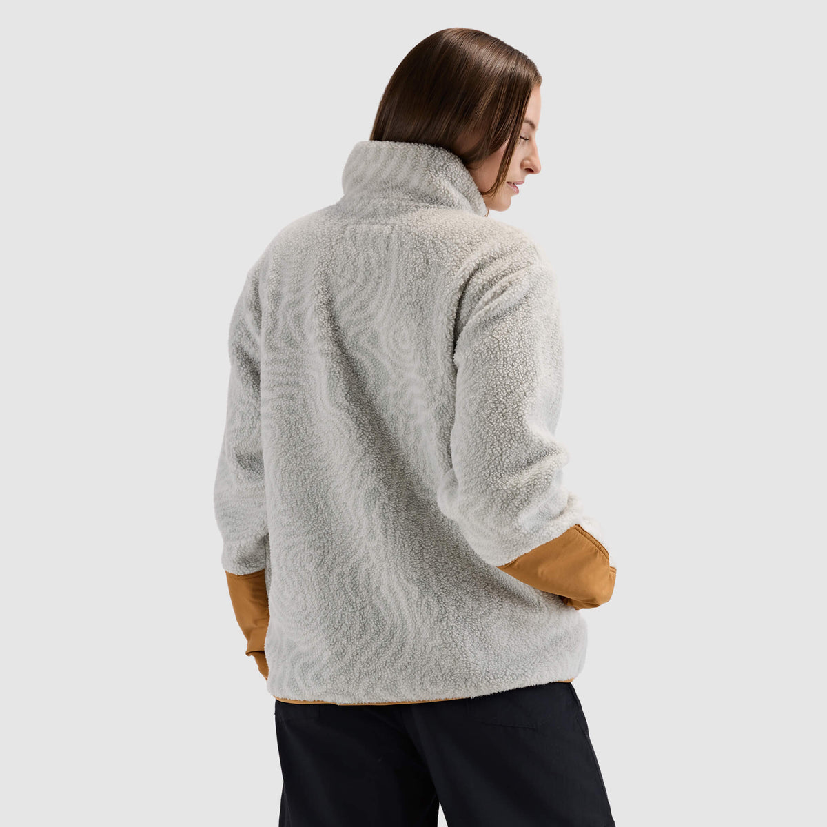 BlackStrap Women's Caldera Sherpa Fleece Half Snap Pullover #color_inprint ash