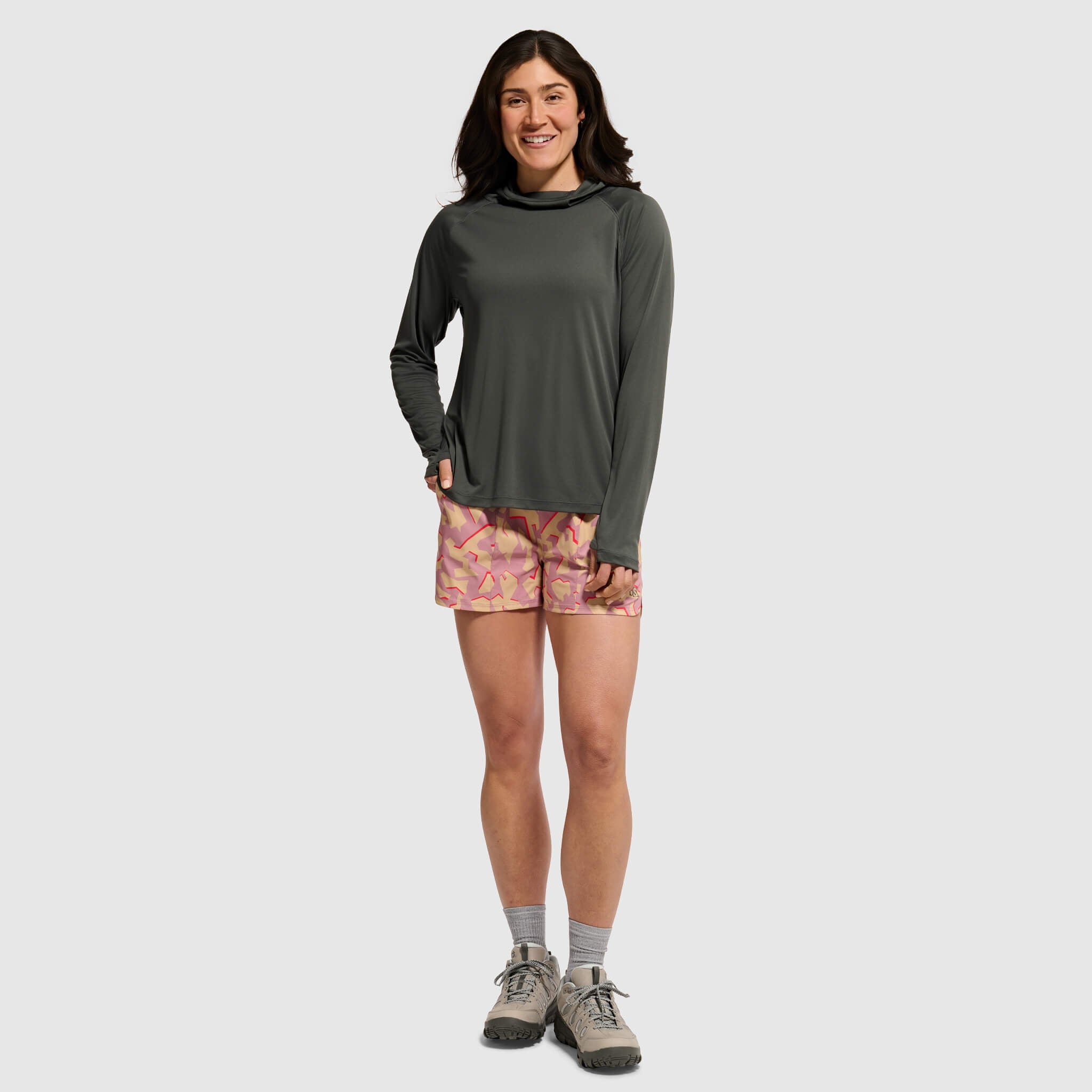 BlackStrap Women's Evap Short paired with the Brackish Sun Hoodie Smoldered #color_dimentical rhododendron