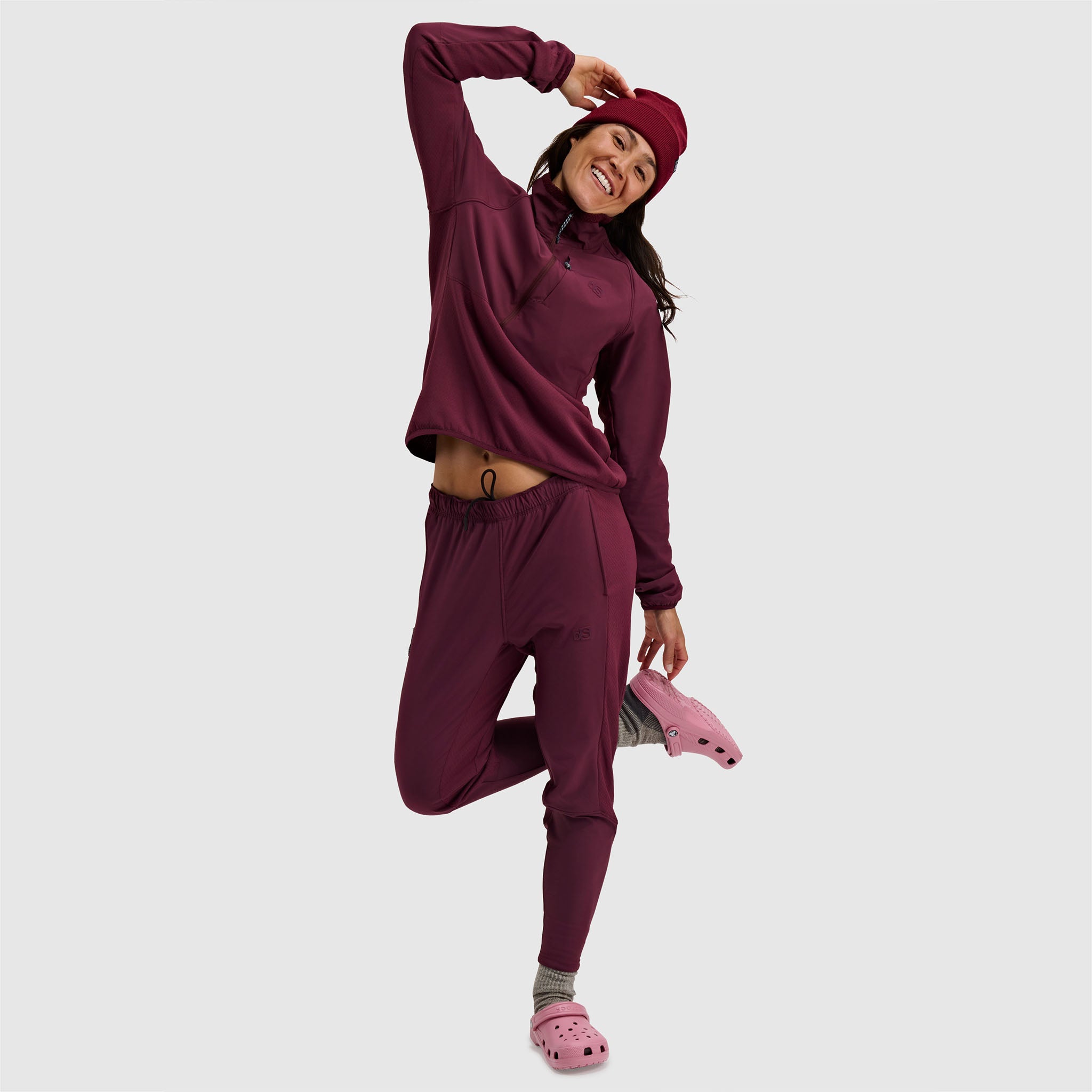 BlackStrap Women's Tribrid Grid Fleece Pant #color_cherry