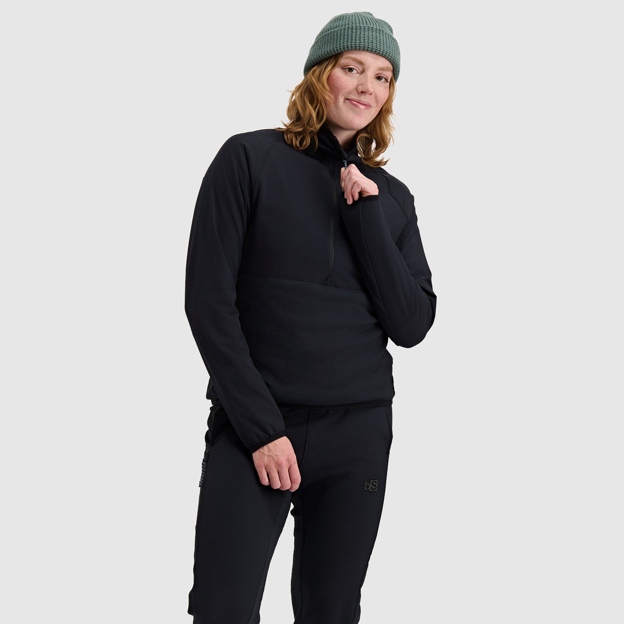 BlackStrap Women's Tribrid Grid Fleece Half Snap Pullover #color_black